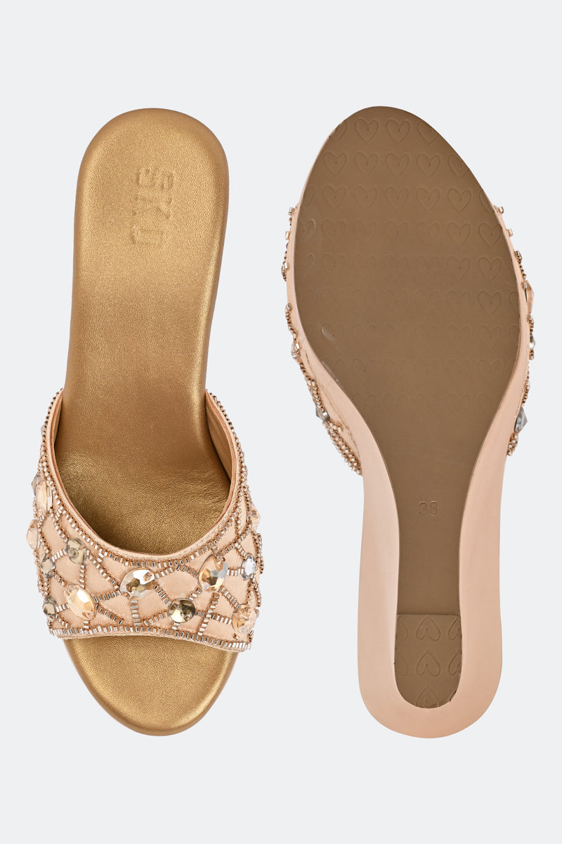 Champagne Gold Crystal Wedge