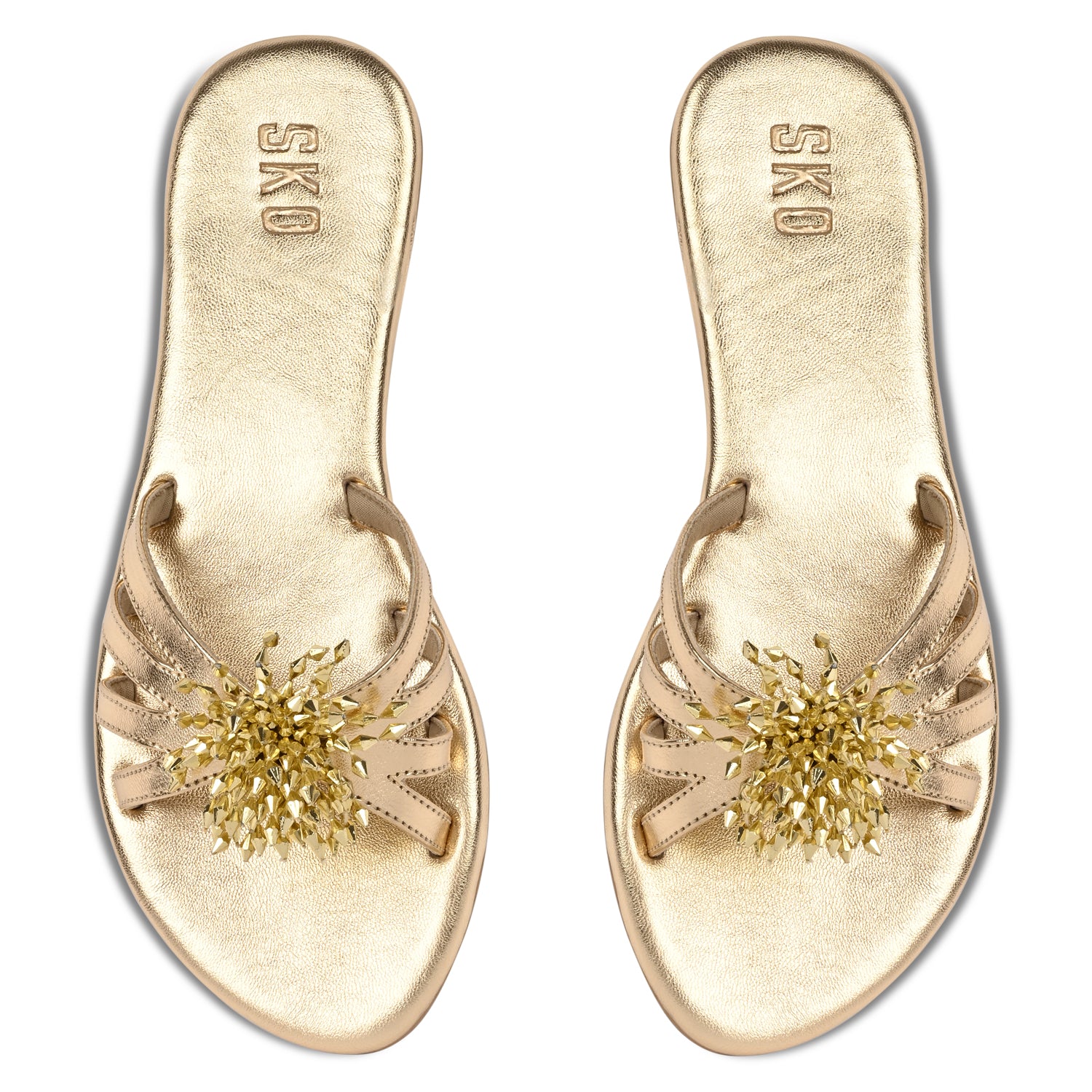 Sana Gold Flat Sandals For Women