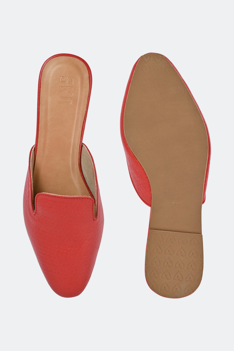 Red Textured Mules