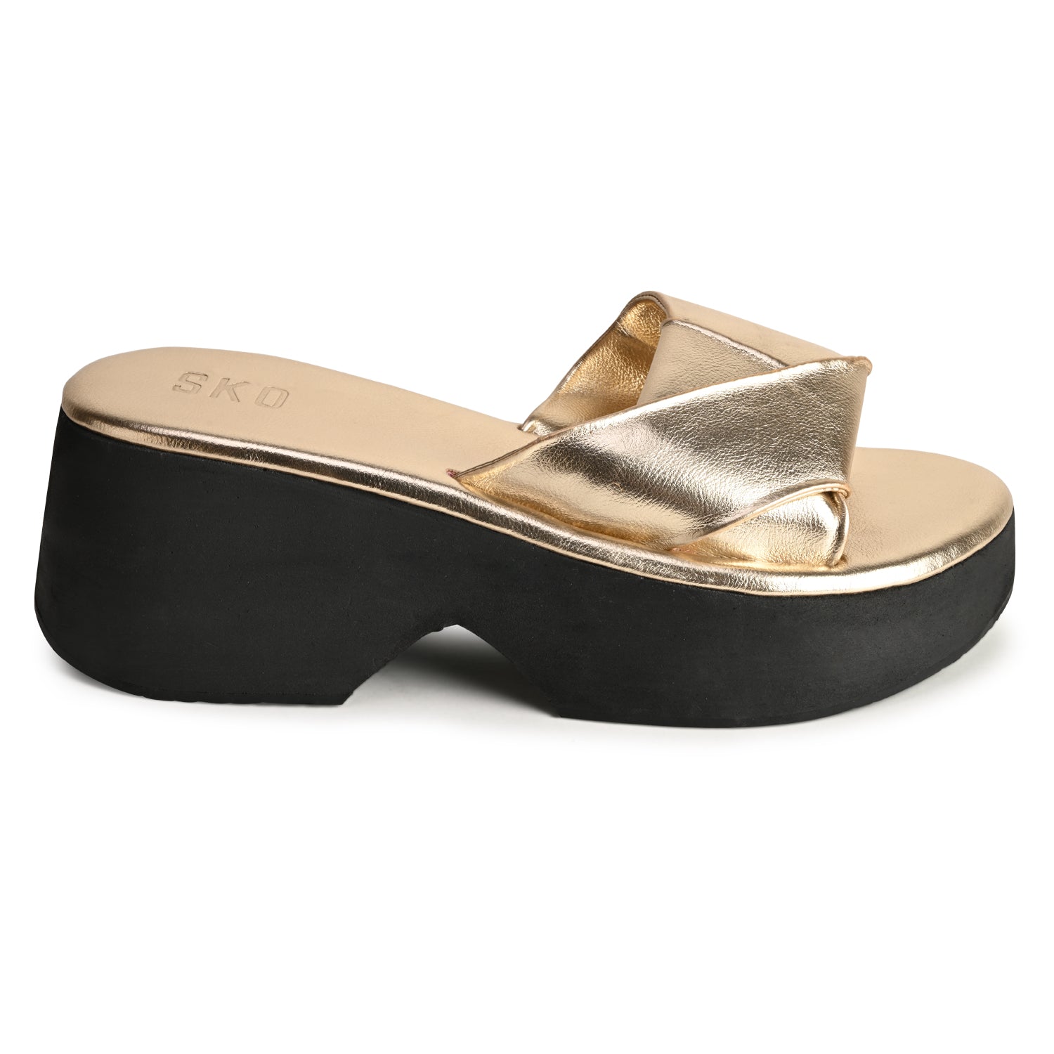 Naples Gold Platform Heels For Women