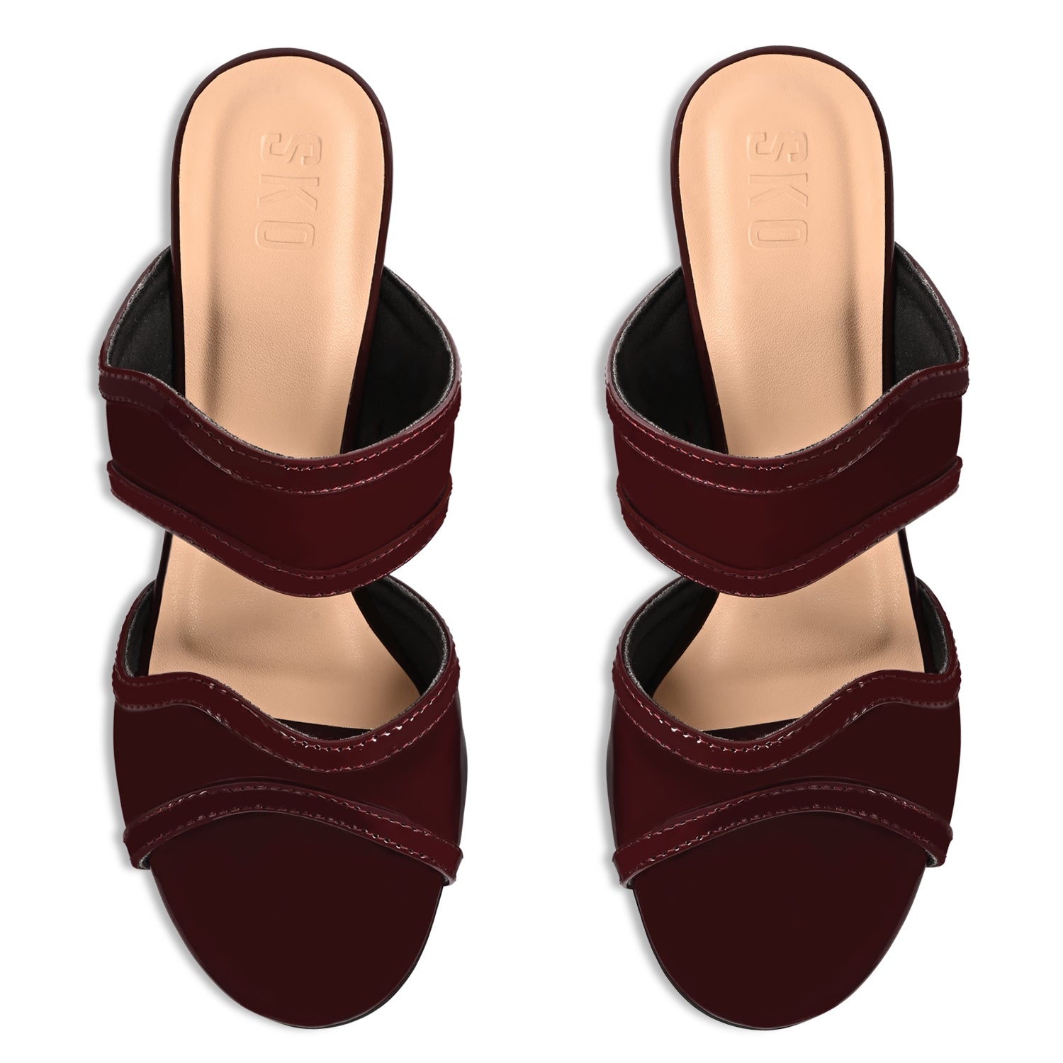 Nora Maroon Patent Heels for Women