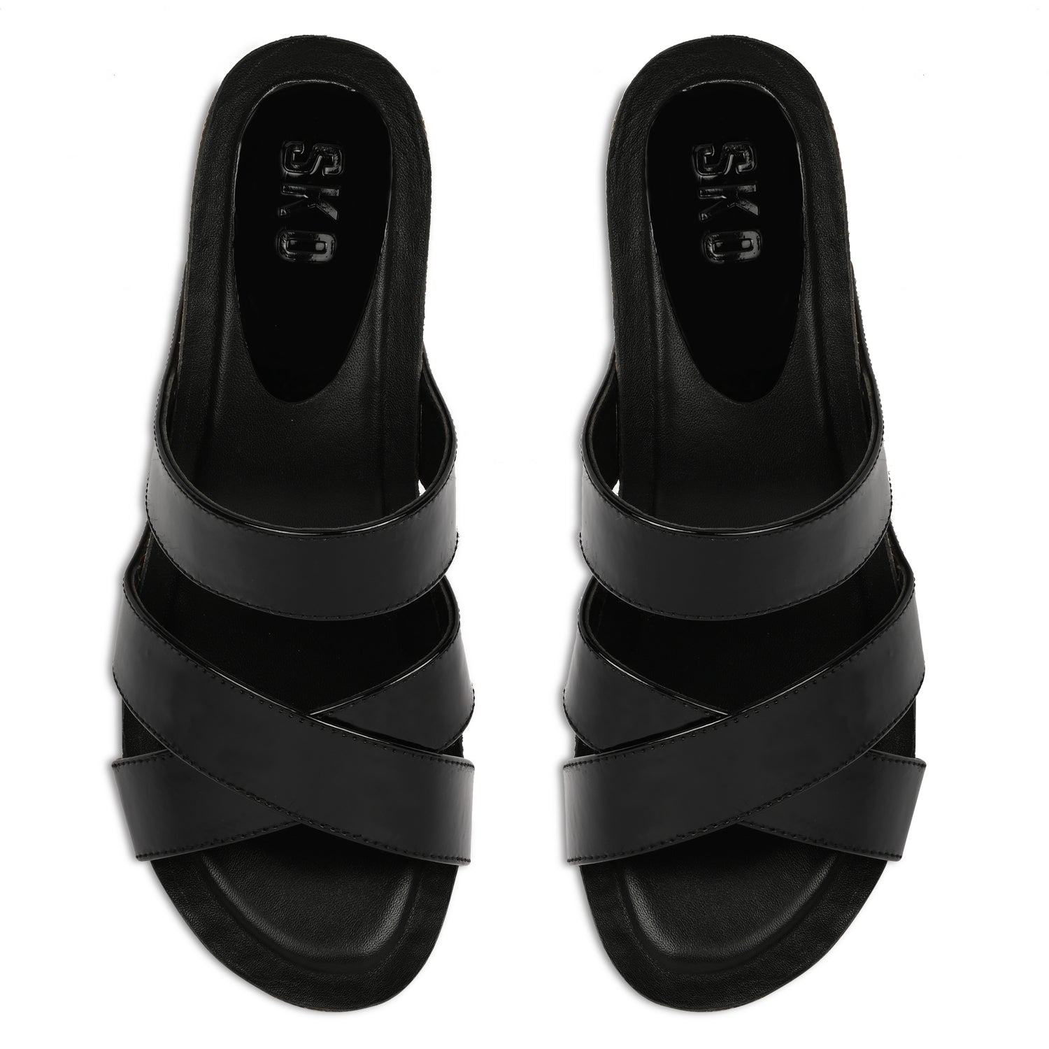 Cabra Cork Wedges in Black Patent for Women