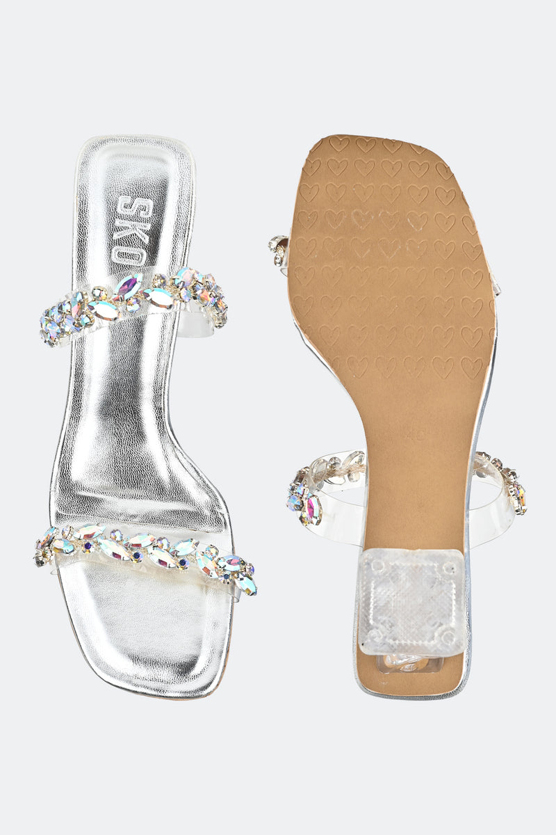 2 Strap Heel with Rainbow Crystals
