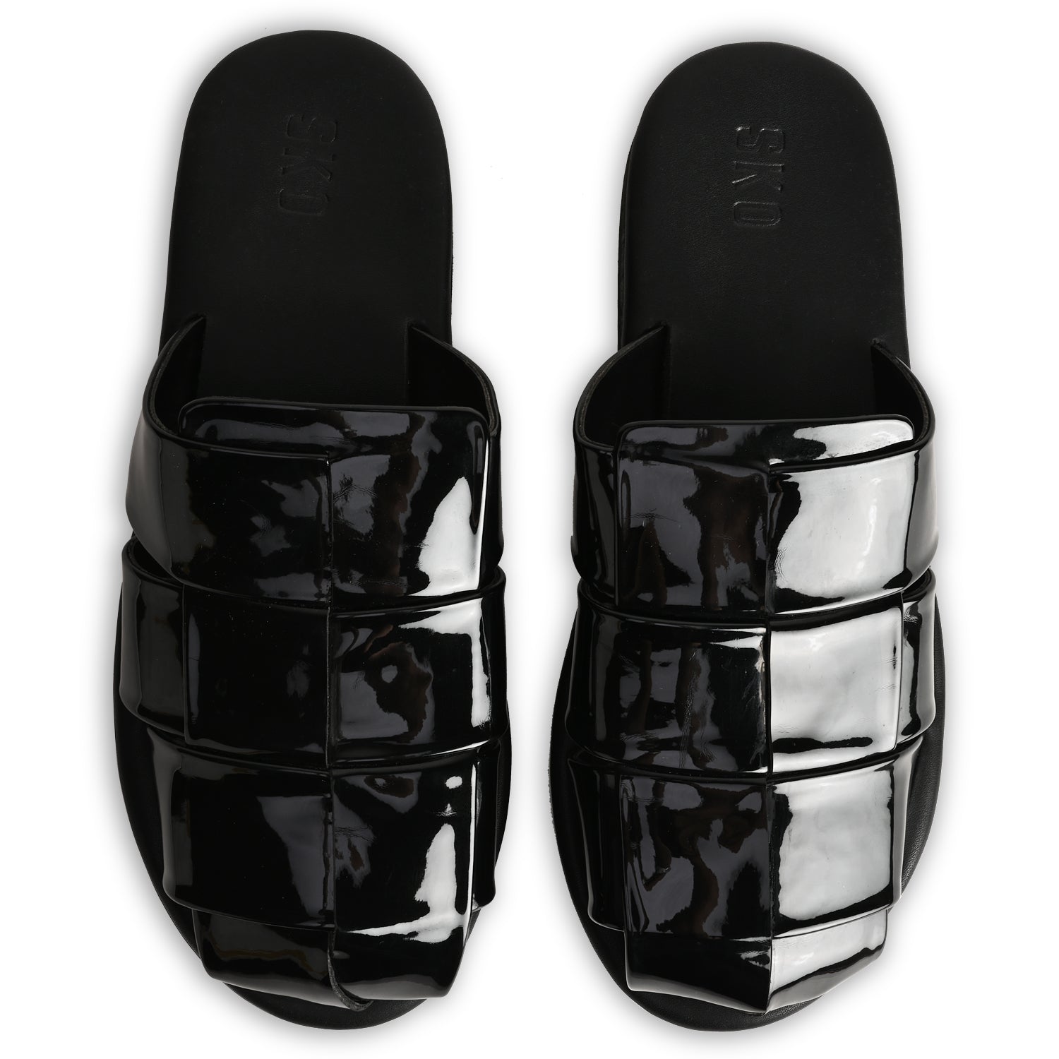 Arta Black Patent Slippers For Men