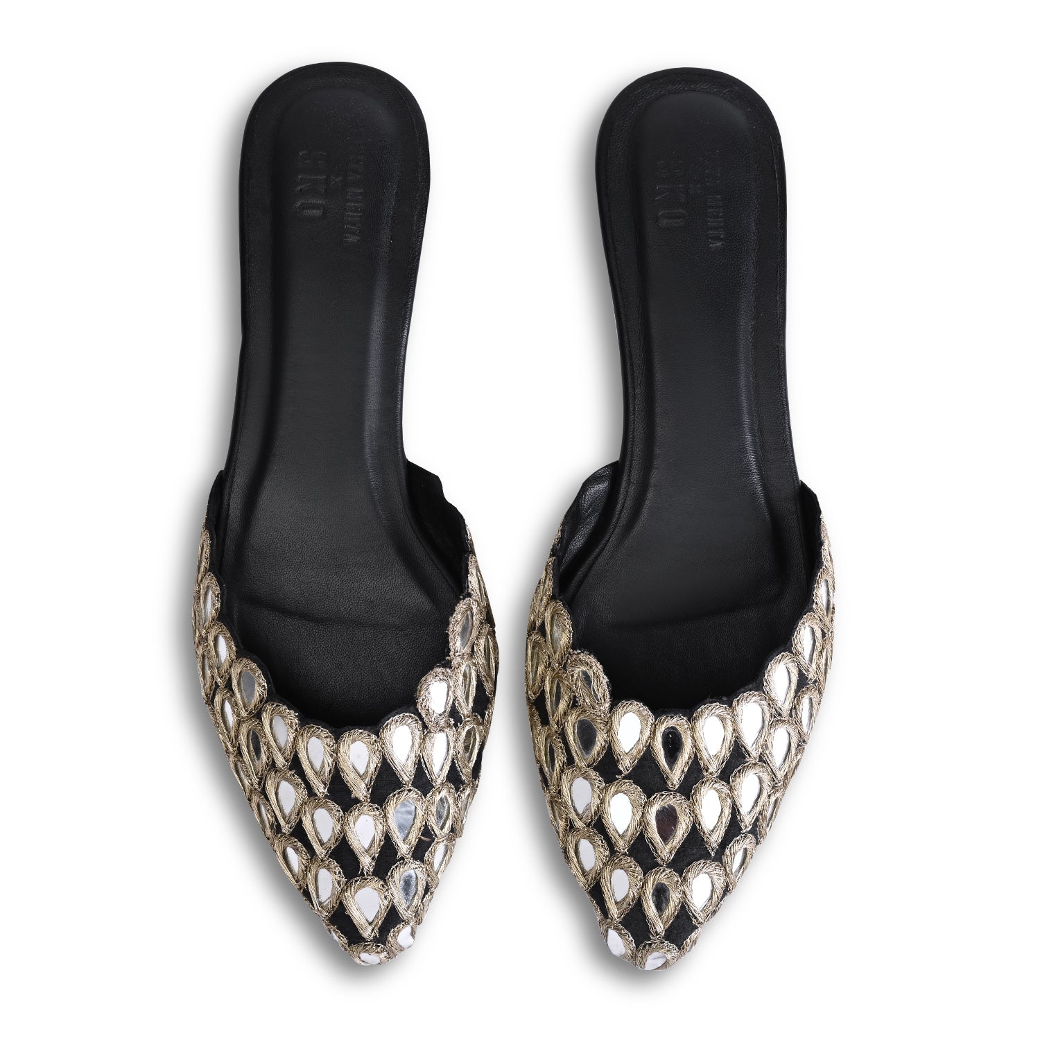 Glimmering Noir Mules For Women