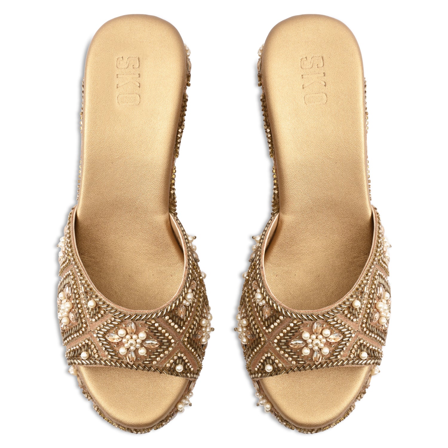 Jashn Gold Wedges for Women