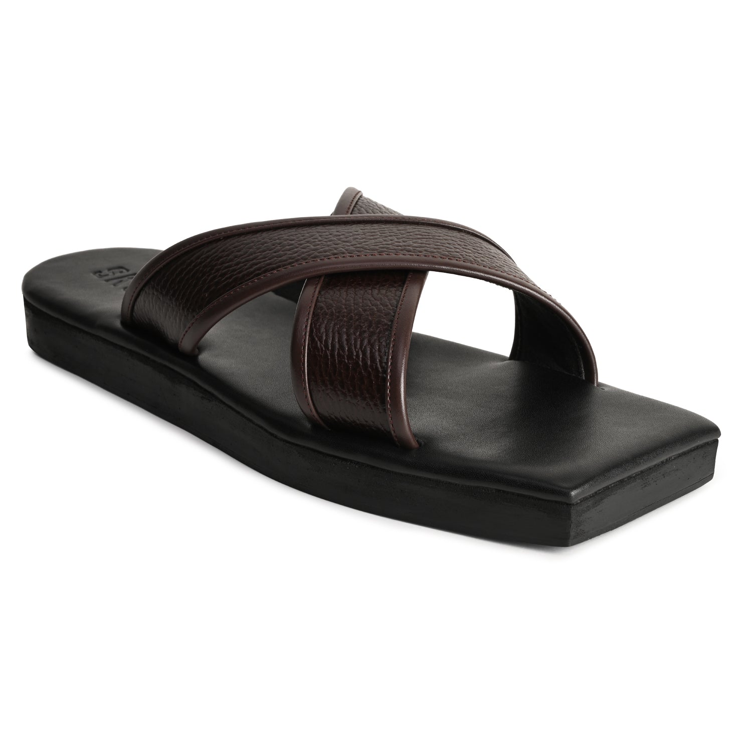 Rhodes Brown Square Slippers For Men