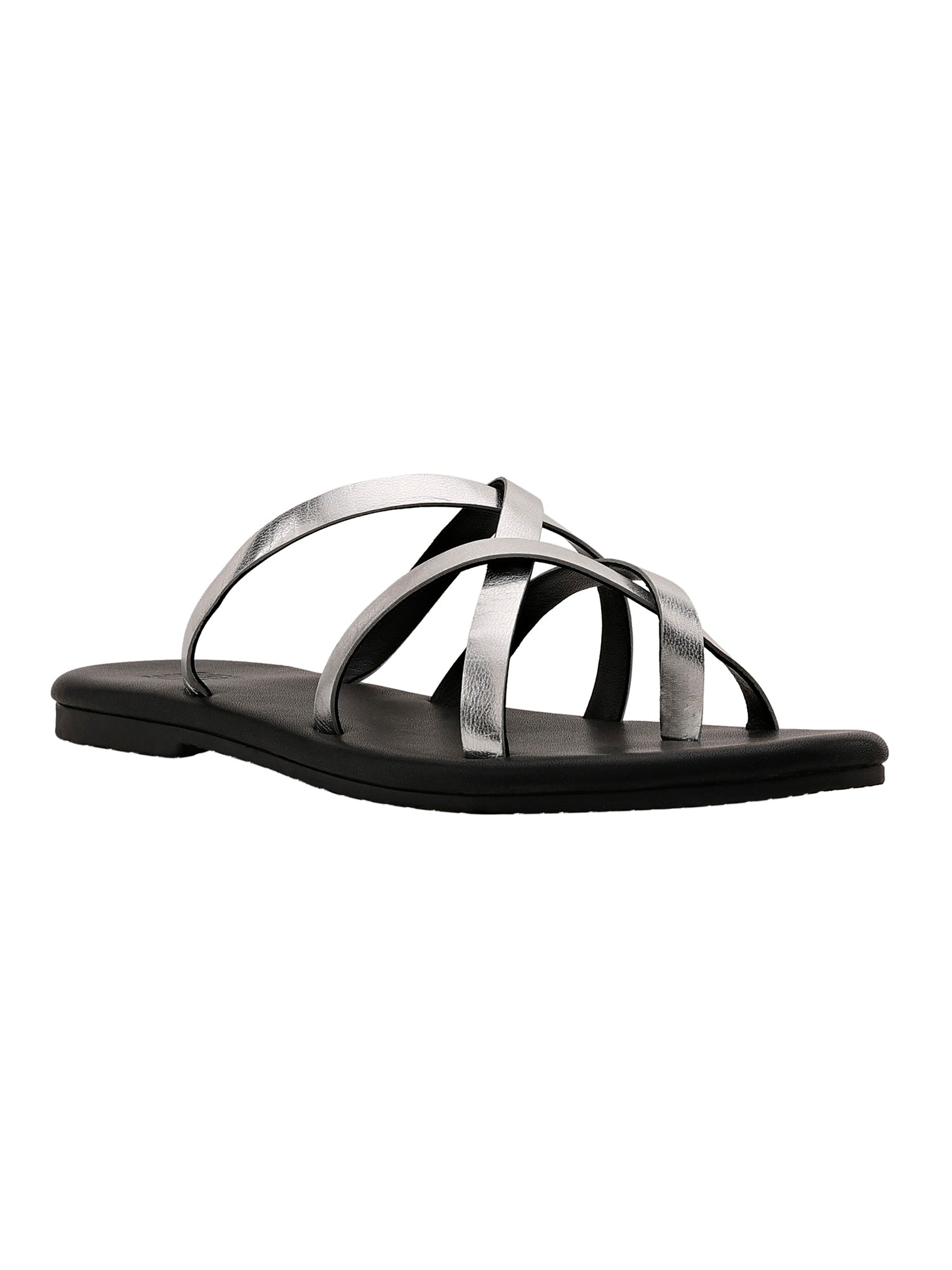 Salvadore Flat Sandals in Silver