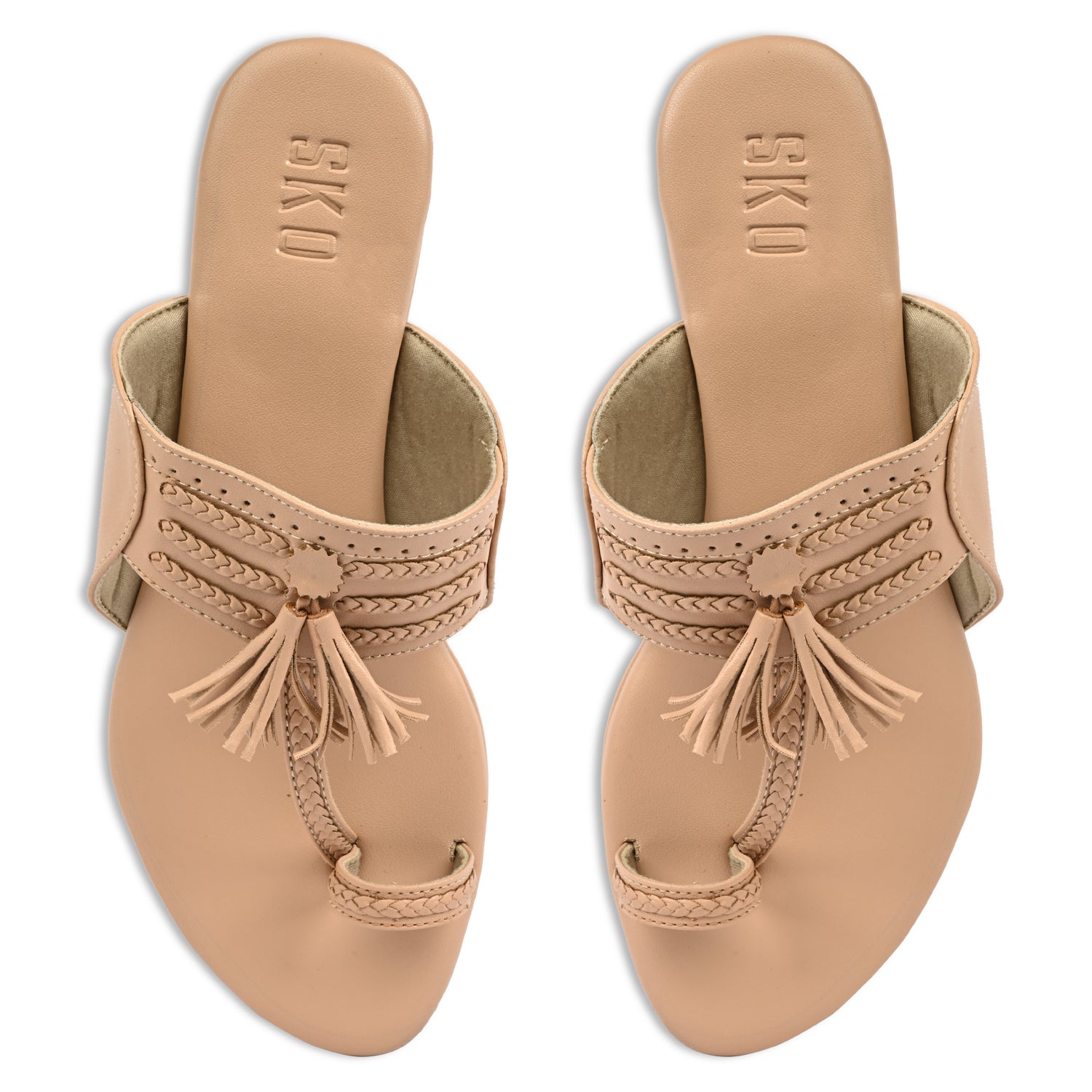 3 inch platform beige kolhapuri for women