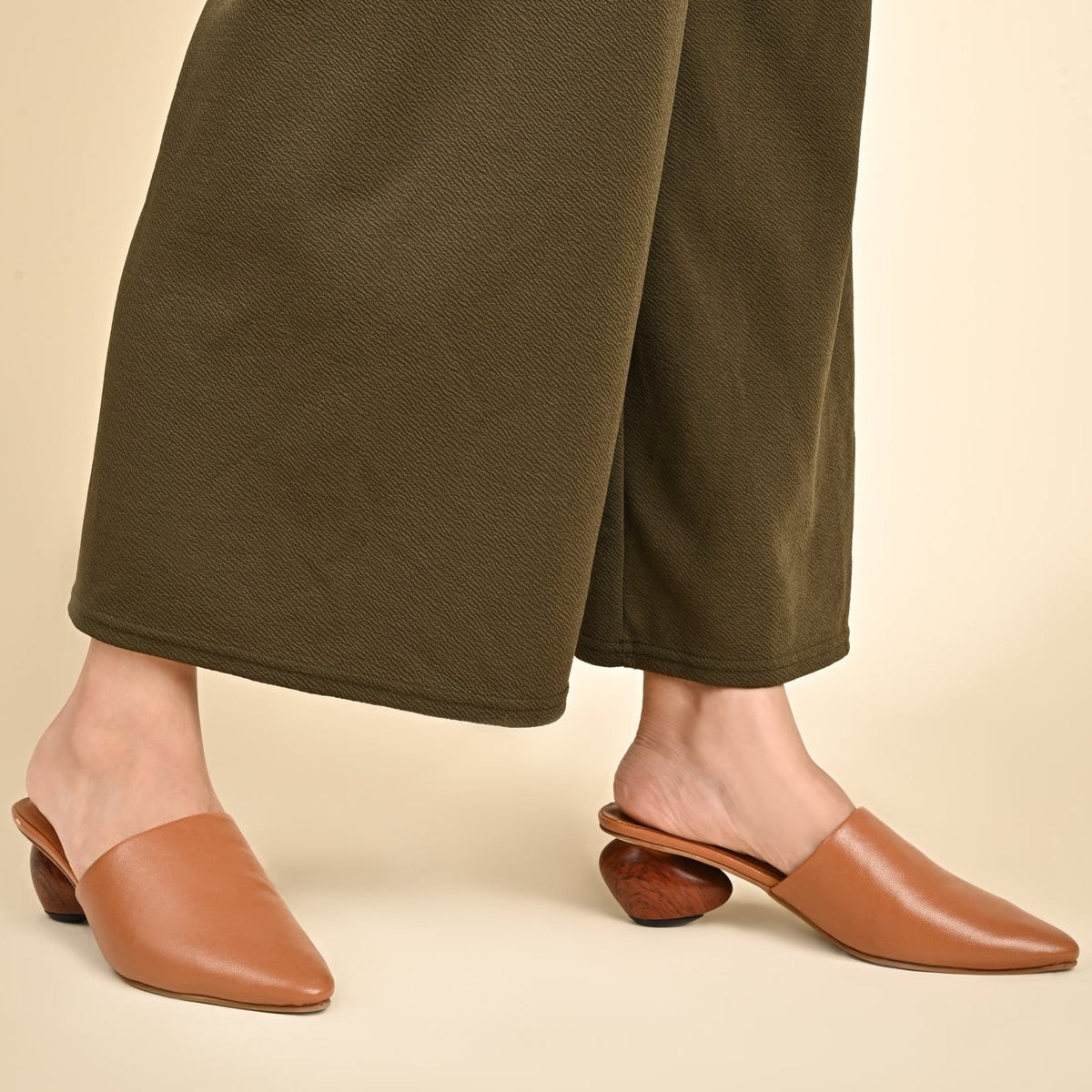 Amalfi Shoes On Sale CobbleX Tan Mule Heels For Women