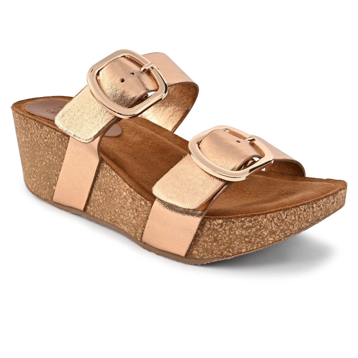 Ibiza Cork Wedges in Rose Gold for Women