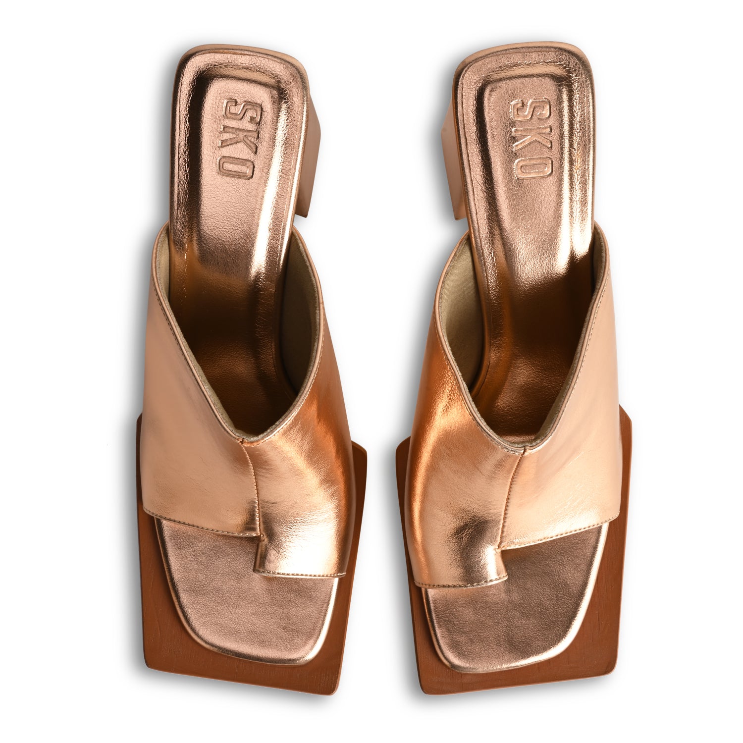 Caprice Metallic Rose Gold Heels For Women