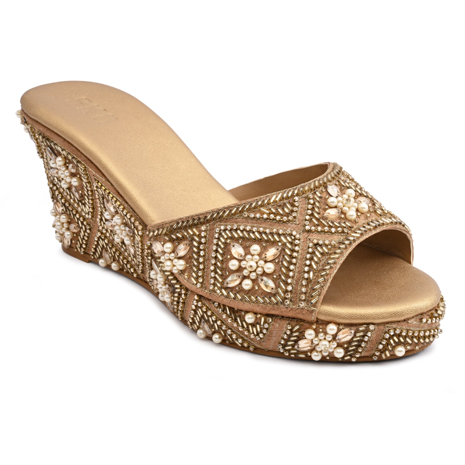 Jashn Gold Wedges for Women