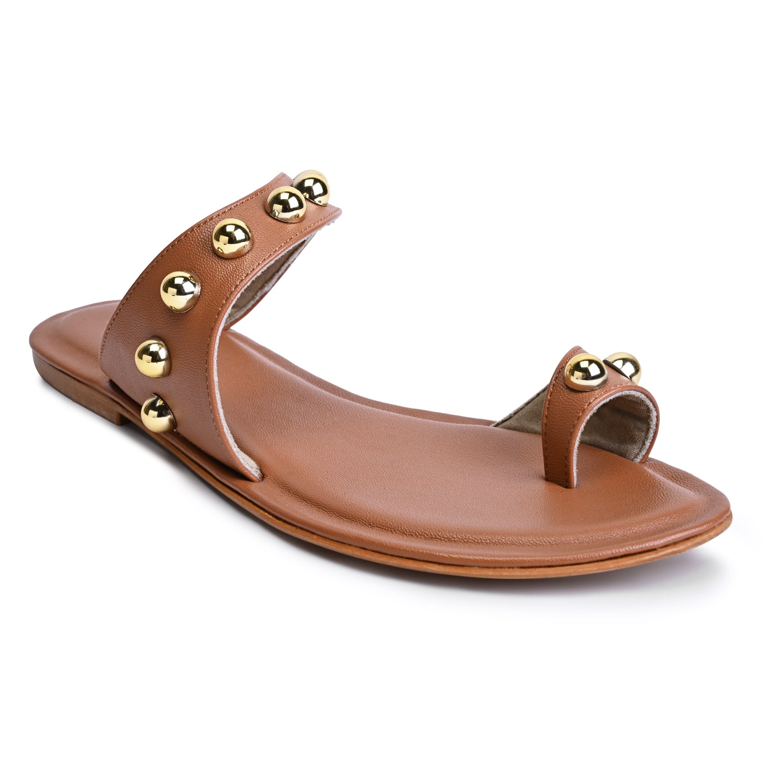 PisaX Tan Flat Sandals For Women