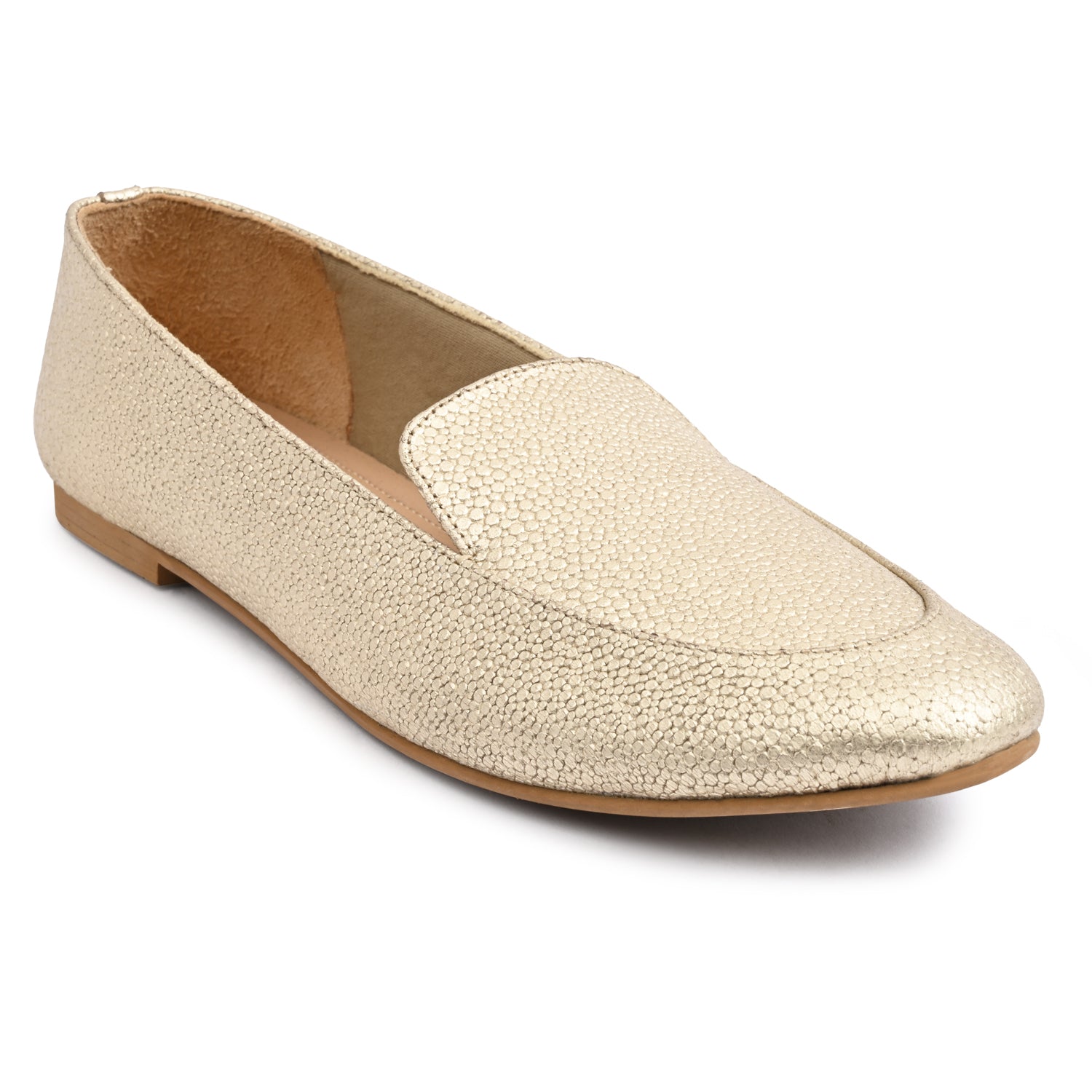 Olivia Gold Dotted Loafers For Women