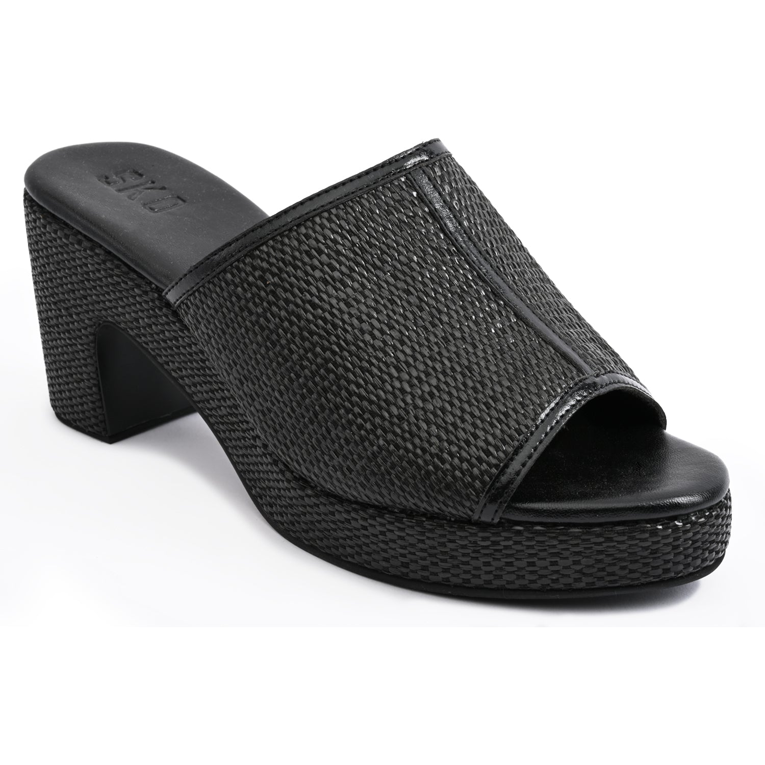 Lima Platform in Black Raffia for Women