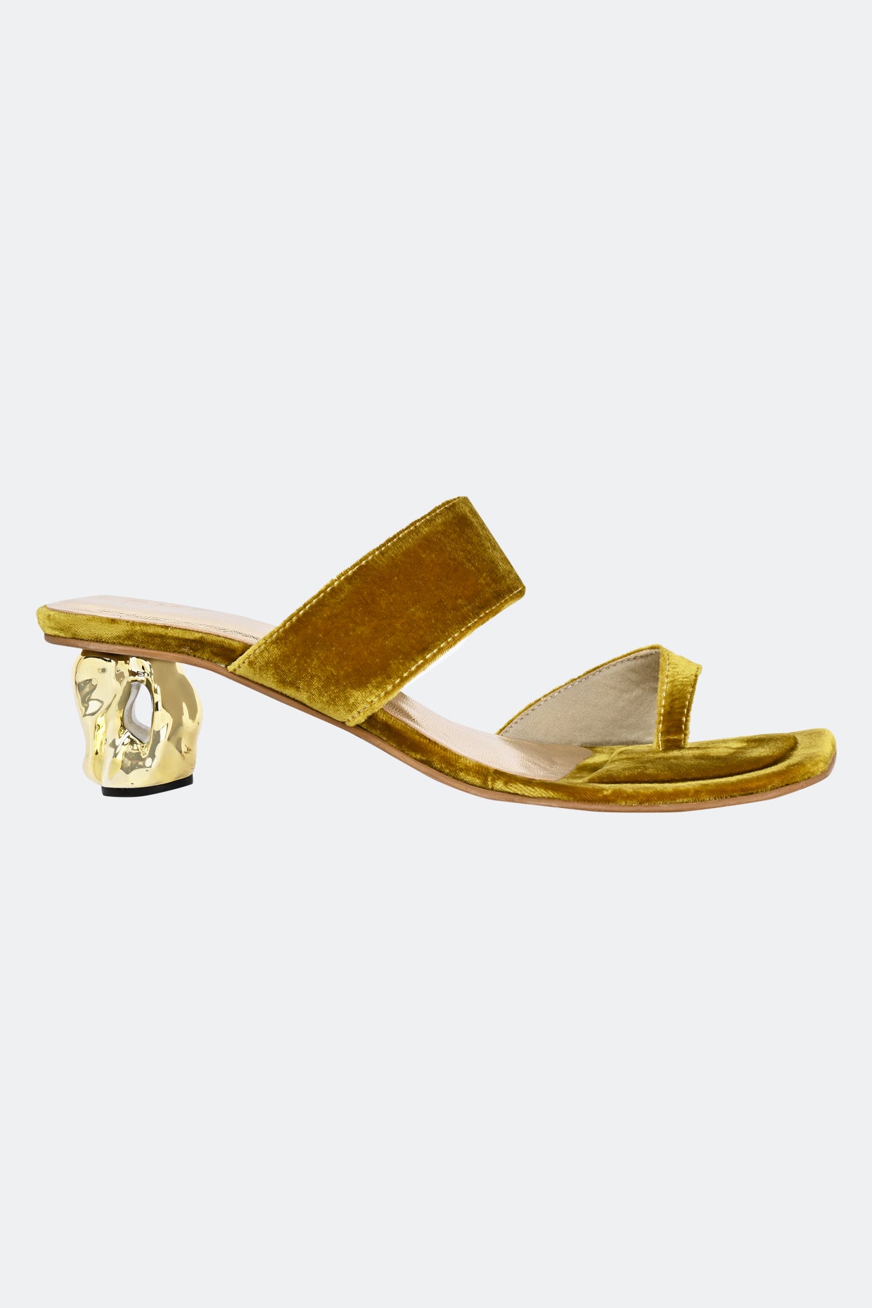 Dahlia Gold Velvet Heels For Women