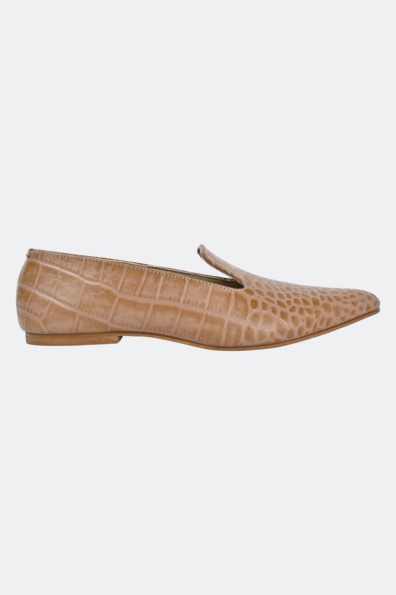 Beige Croc Loafers
