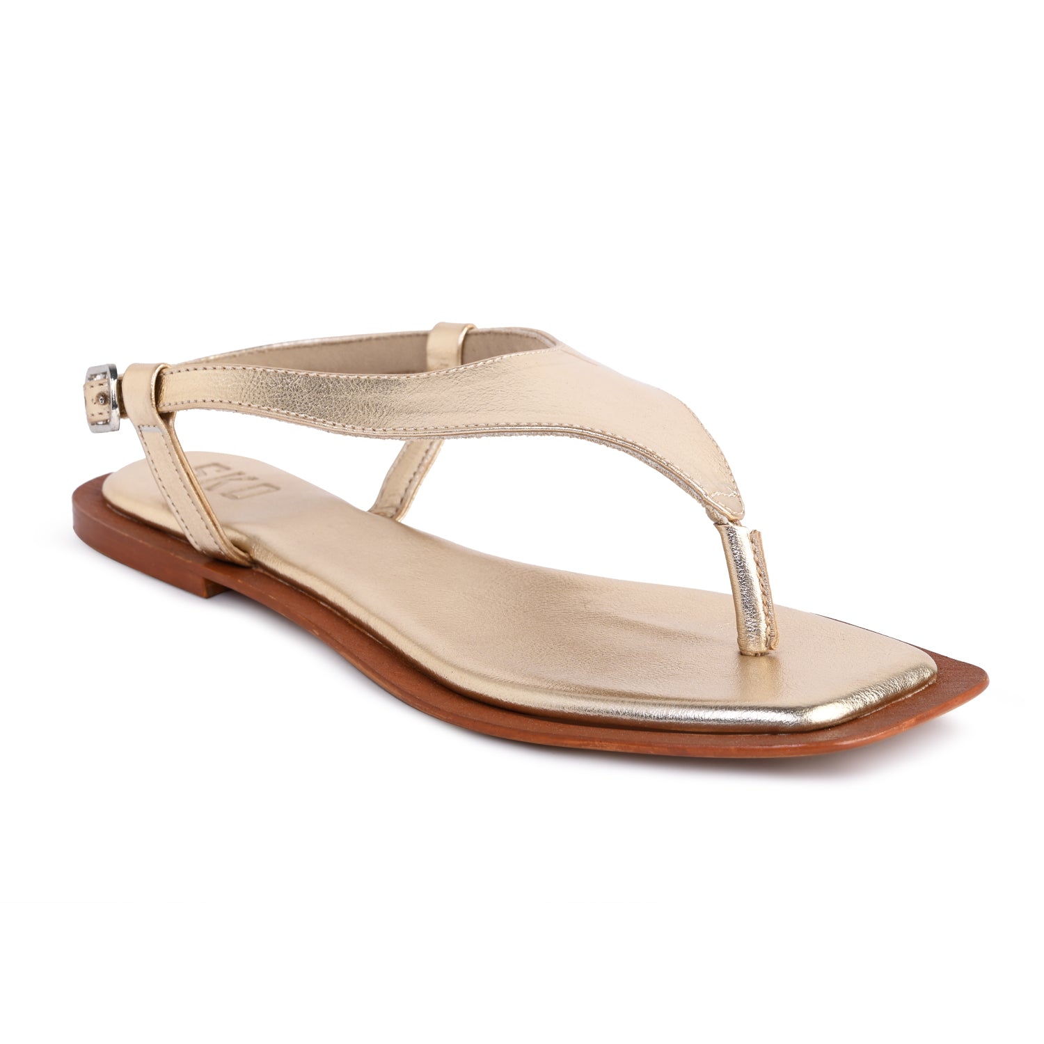 Lecce Gold Flat Sandals For Women