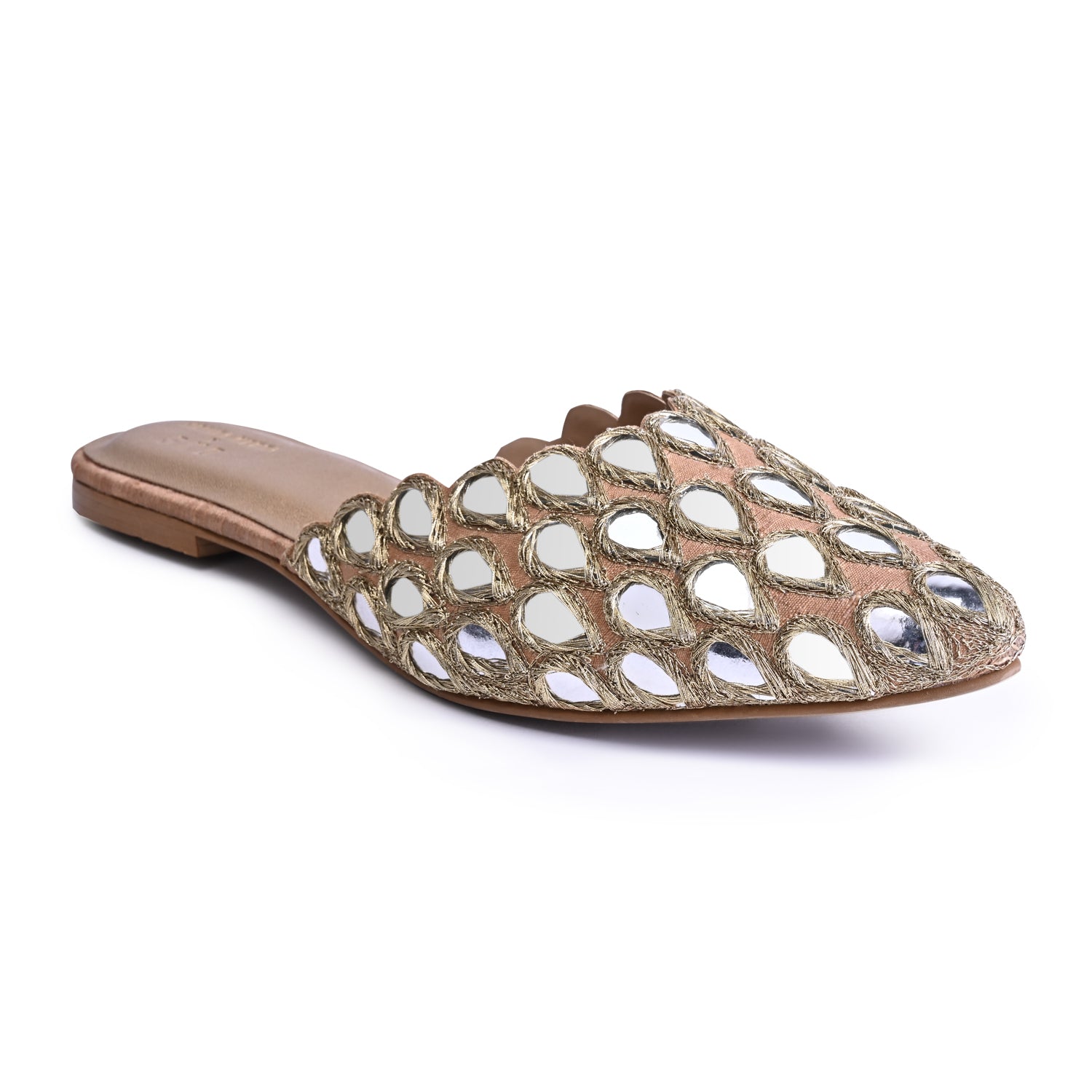 Glimmering Gold Mules For Women