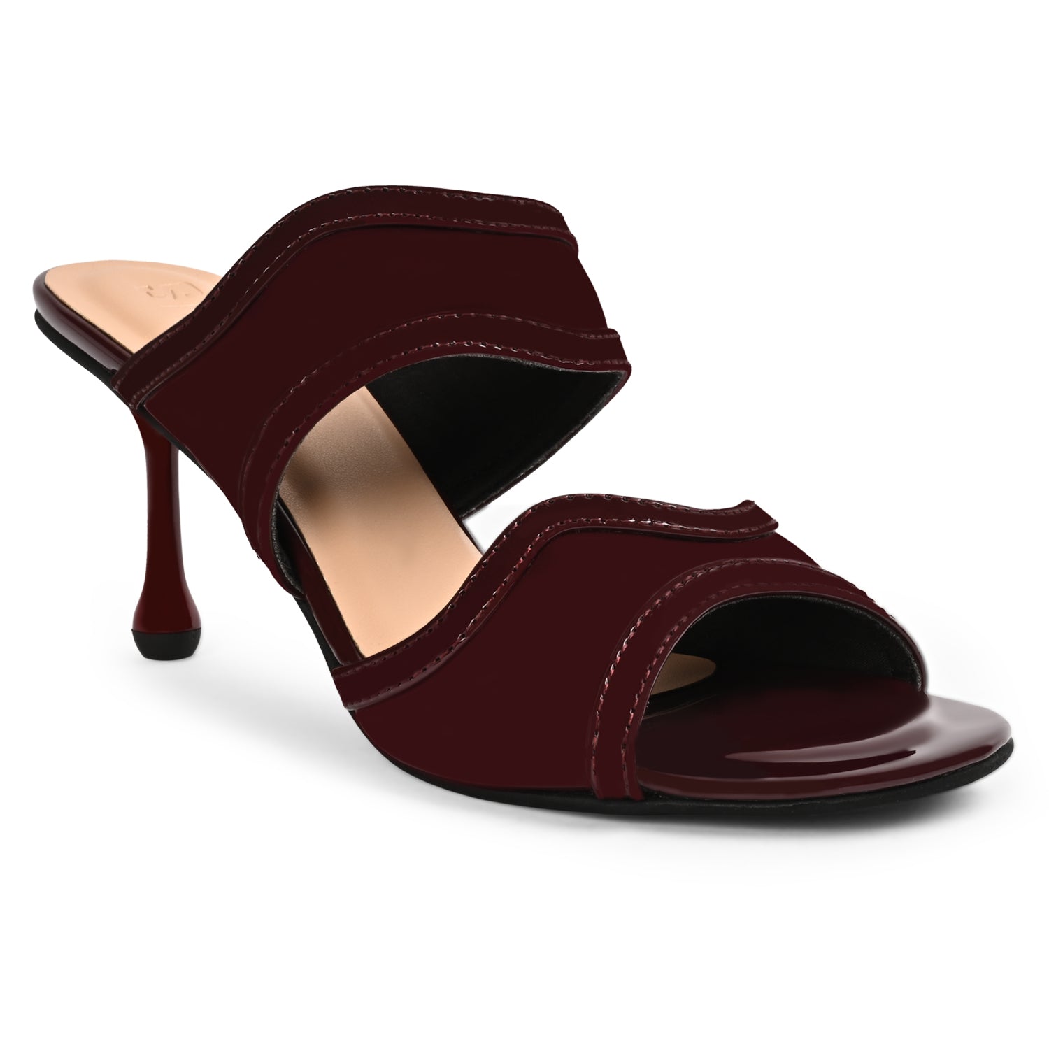 Nora Maroon Patent Heels for Women
