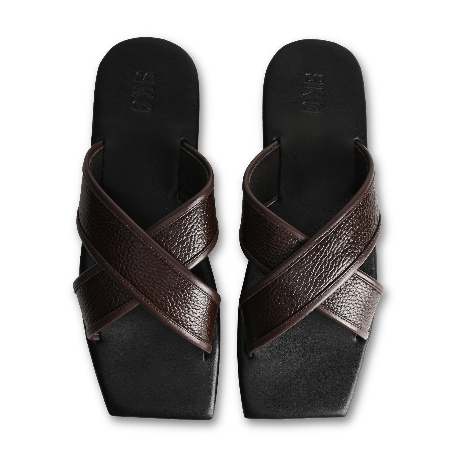 Rhodes Brown Square Slippers For Men