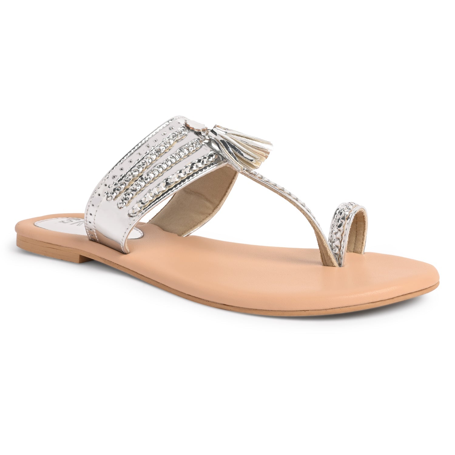 Reflective Silver Kolhapuri Sandal