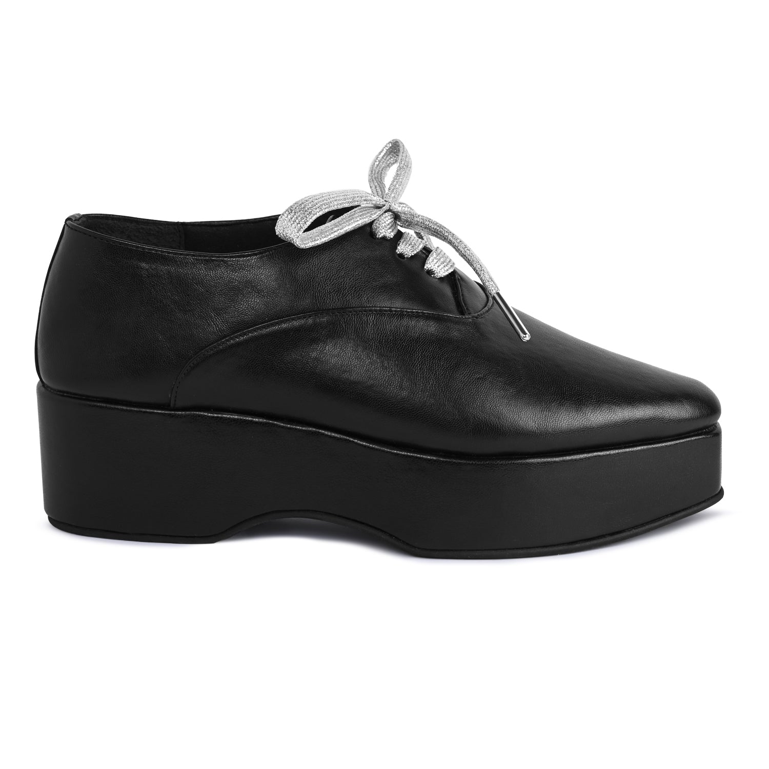 RebeccaX Black Shoes With Silver Laces For Women EU 36 | UK 3 / Black RebeccaX Black Shoes With Silver Laces For Women EU 36 | UK 3 / Black