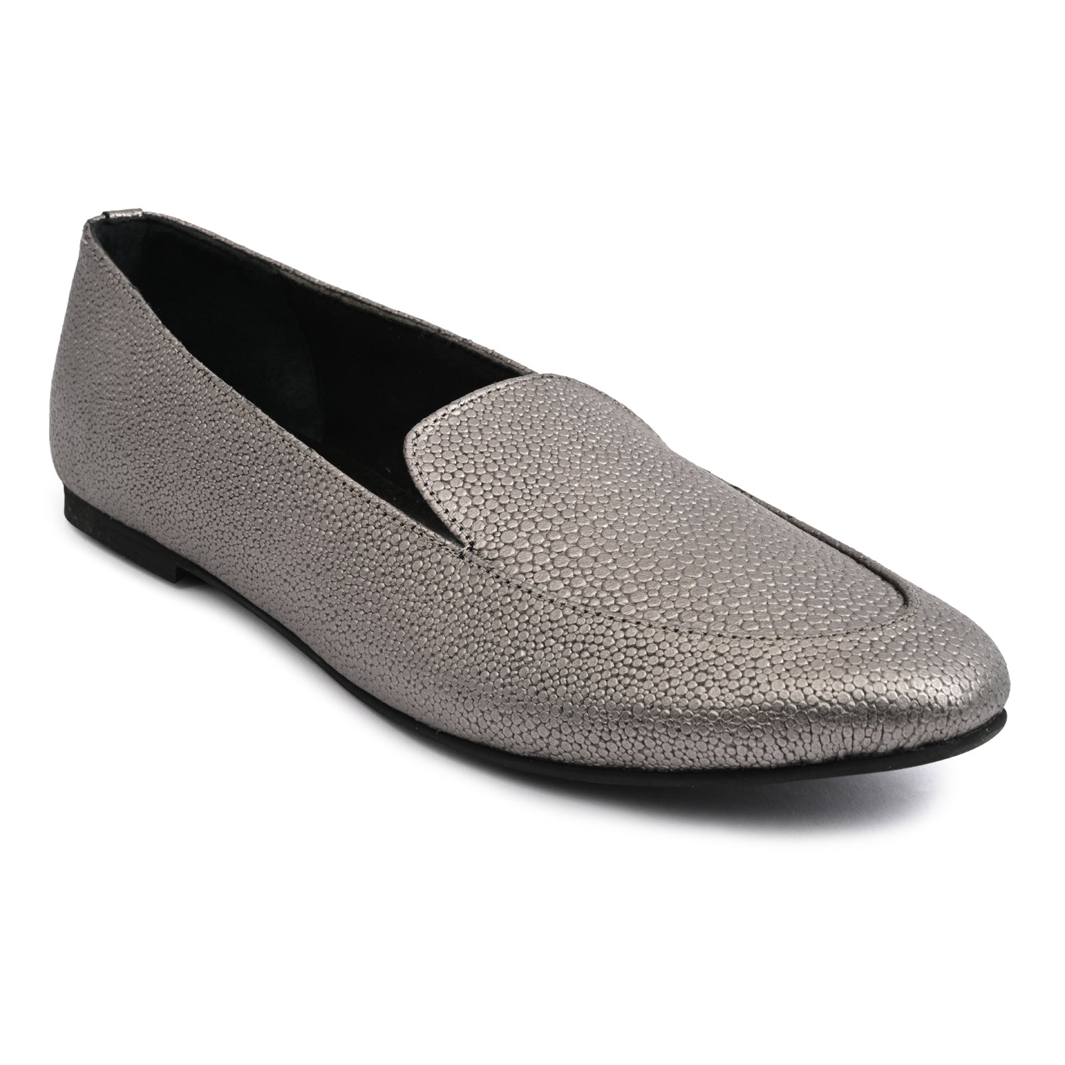 Olivia Gunmetal Dotted Loafers For Women