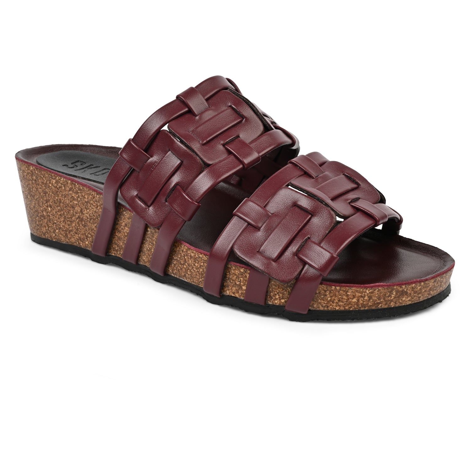 Malaga Cork Wedges in Maroon for Women