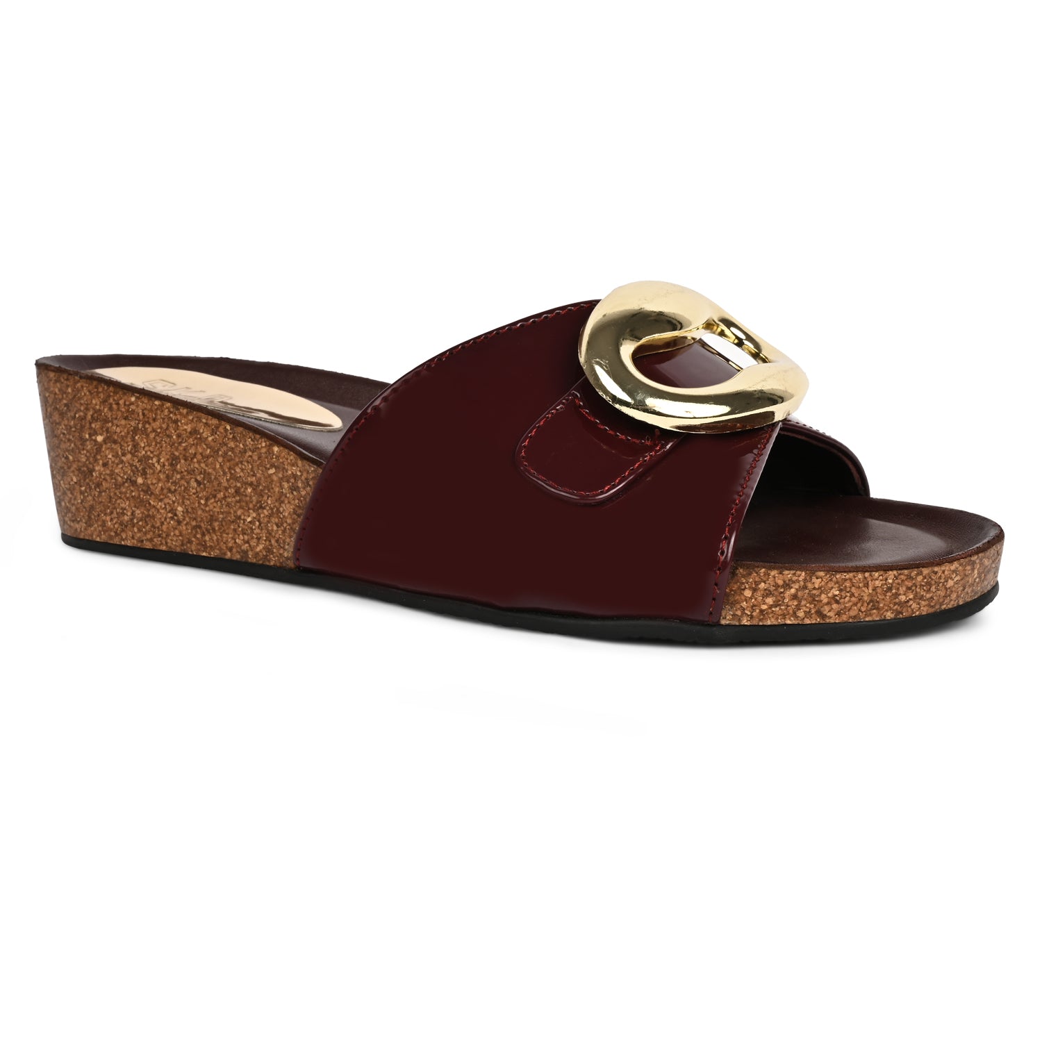 Baza Cork Wedges in Maroon for Women