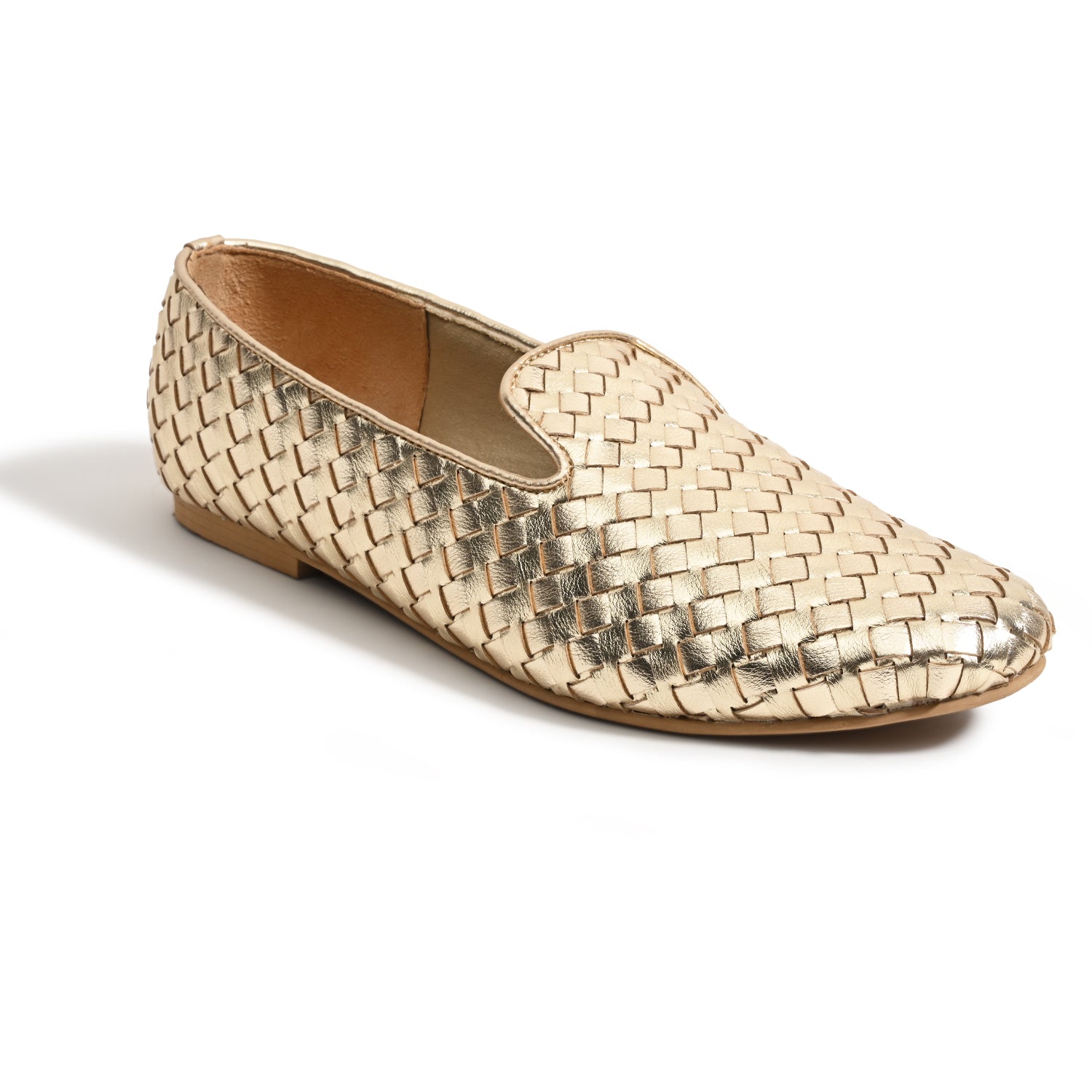 Madison Gold Weave Loafers For Women