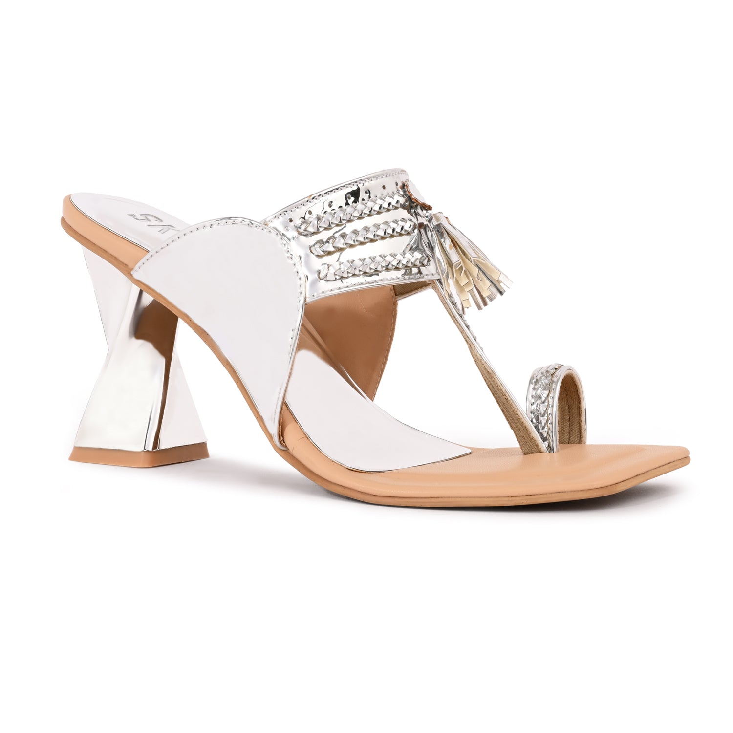 Silver Kolhapuris Heels for Women