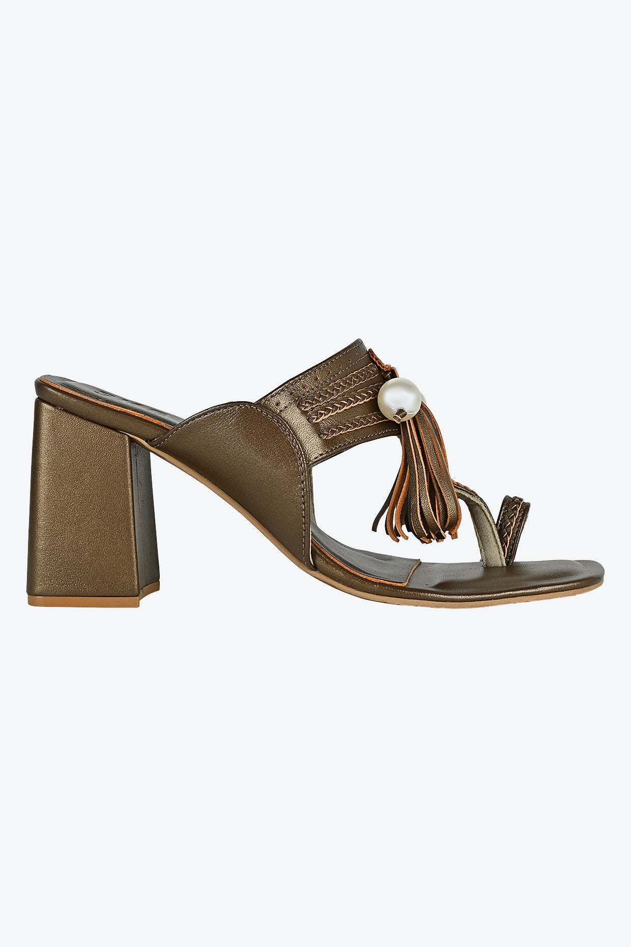 Bronze Kolhapuri Heel For Women