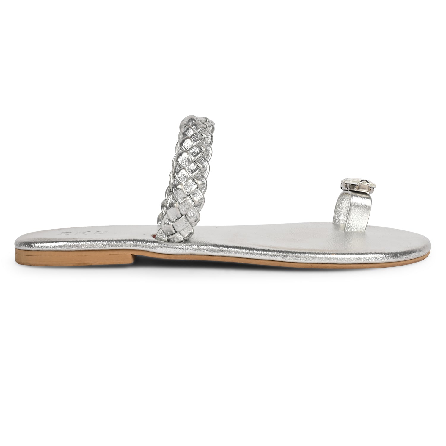 Nazia Silver Flat Sandals For Women