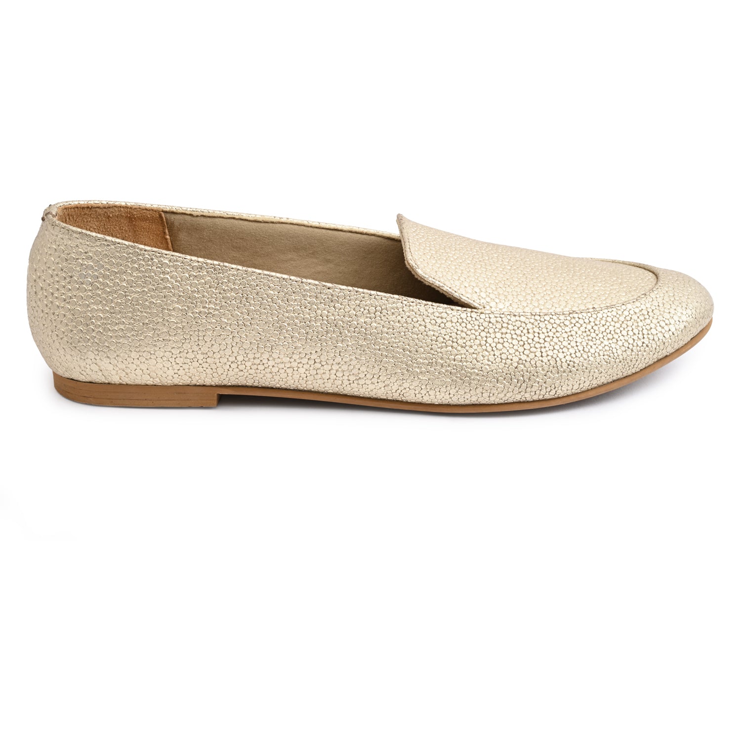 Olivia Gold Dotted Loafers For Women