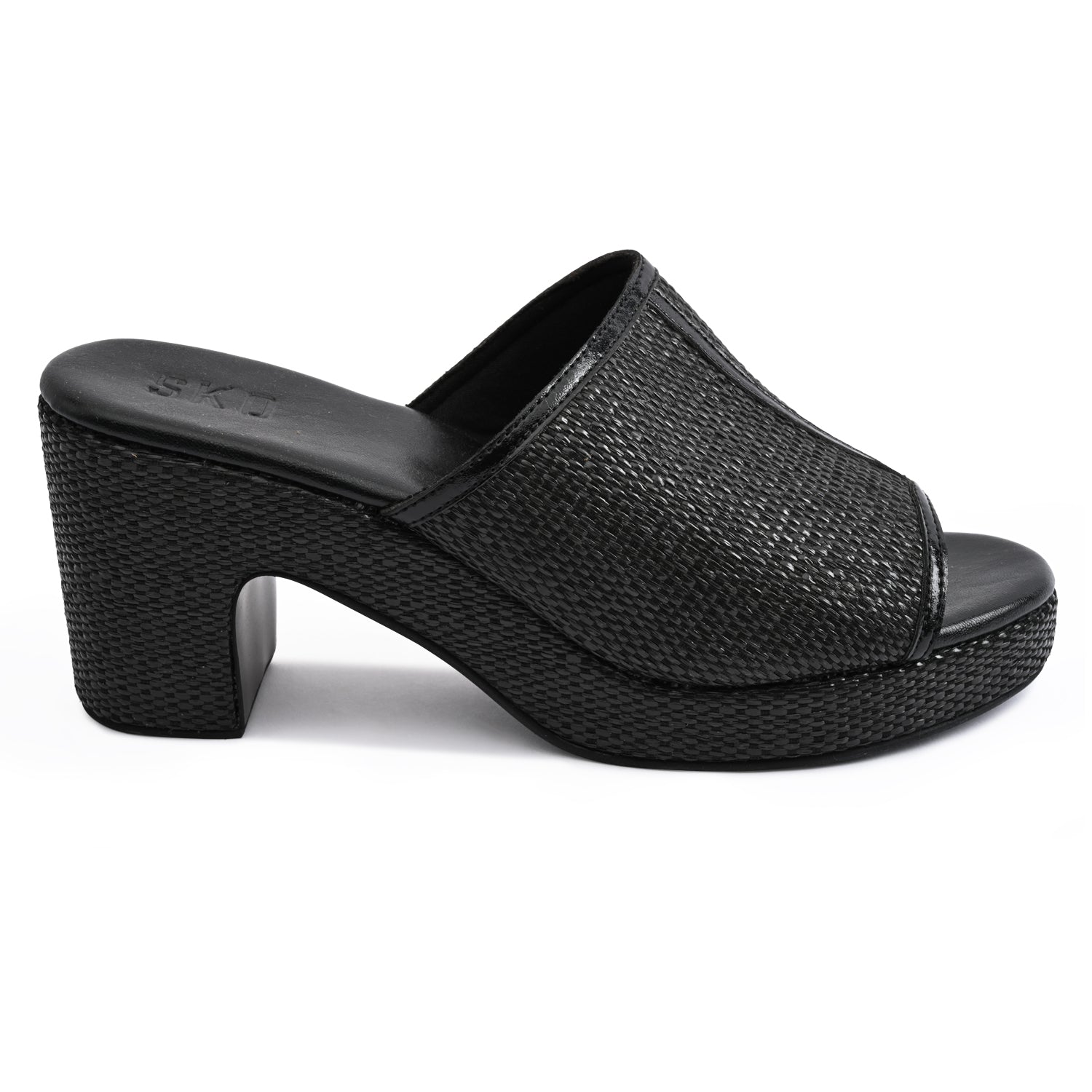 Lima Platform in Black Raffia for Women