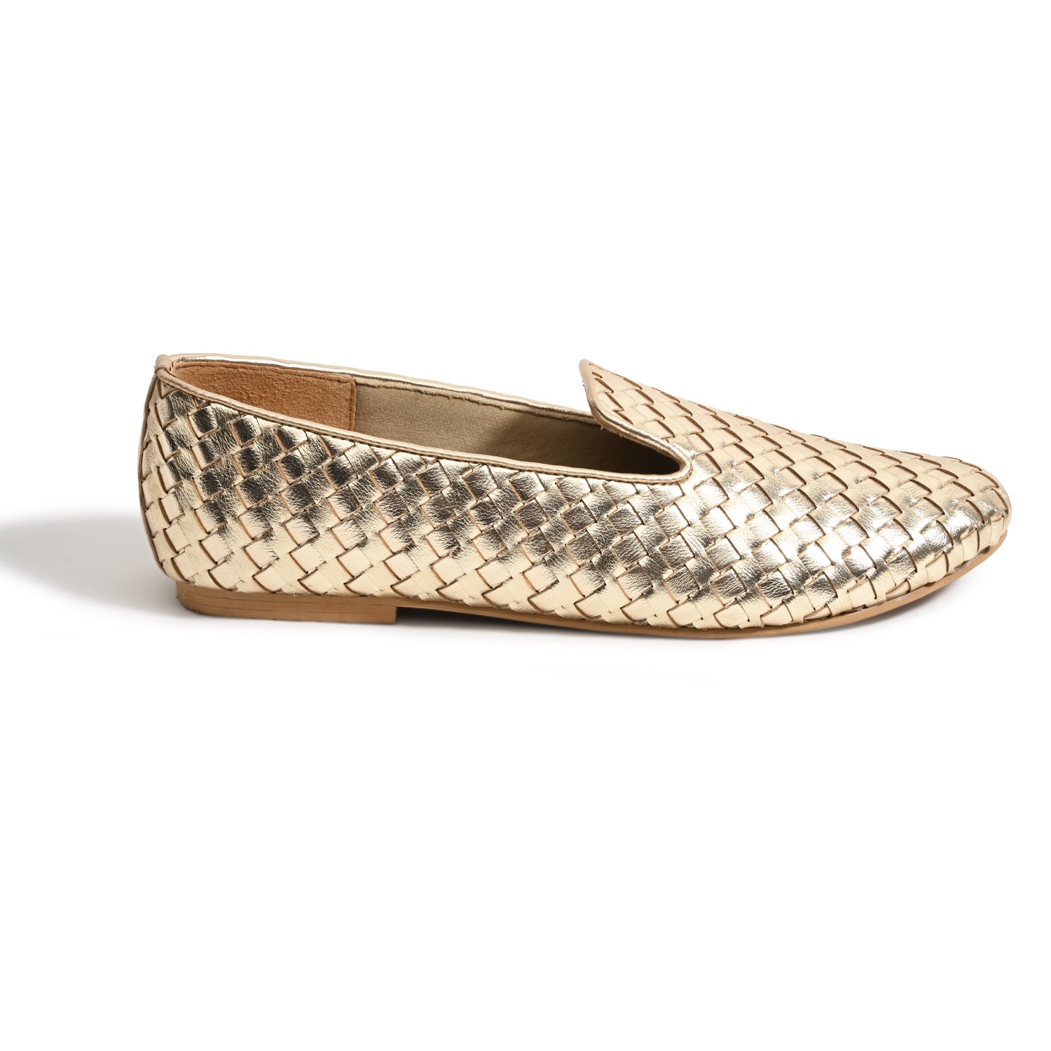 Madison Gold Weave Loafers For Women