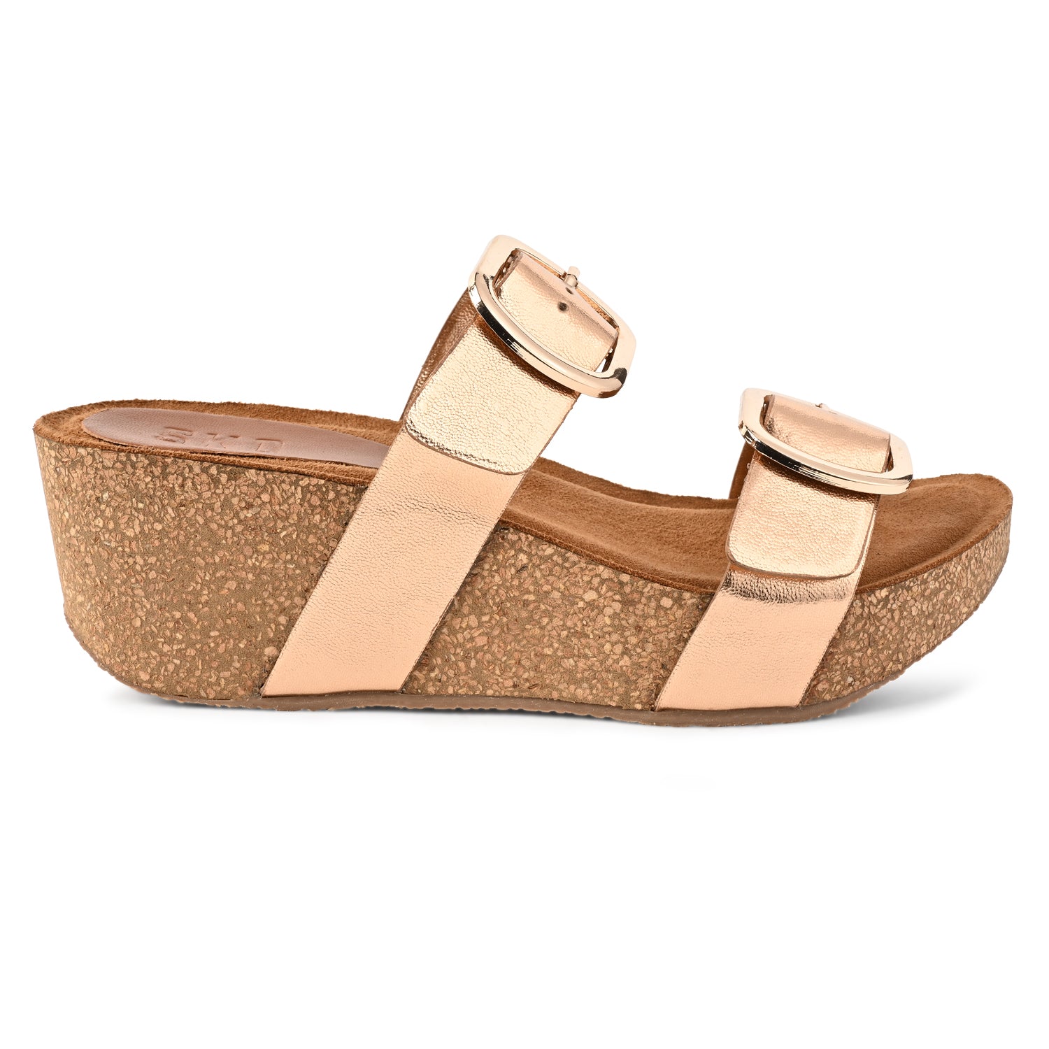 Ibiza Cork Wedges in Rose Gold for Women