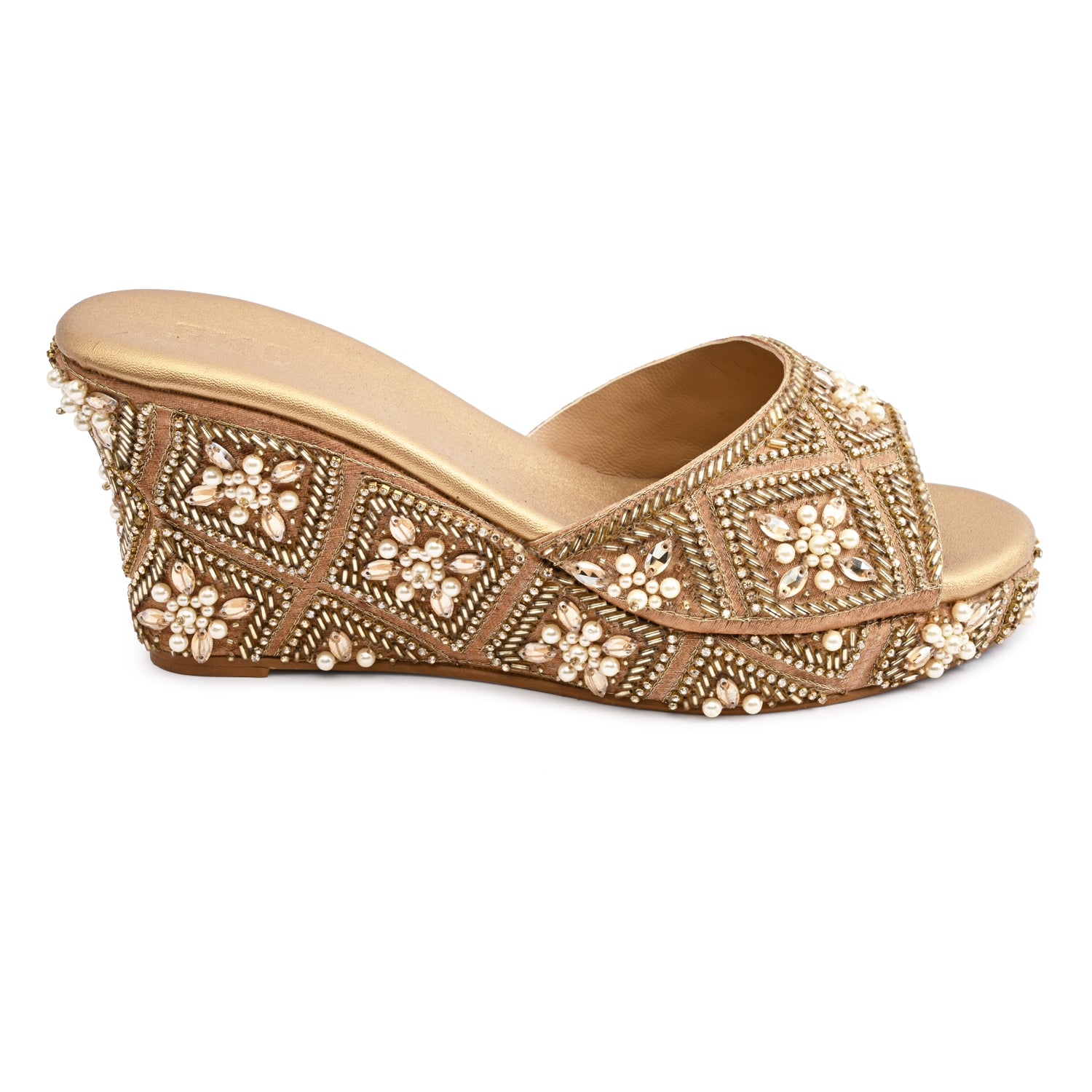 Jashn Gold Wedges for Women