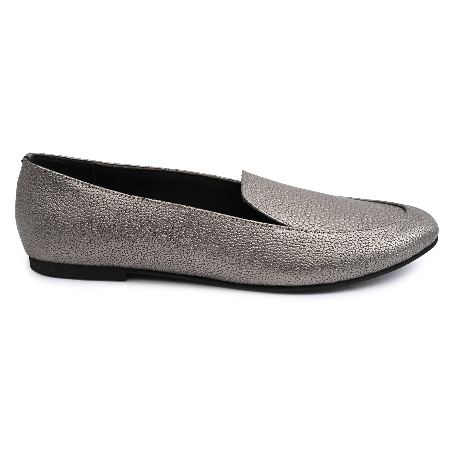 Olivia Gunmetal Dotted Loafers For Women