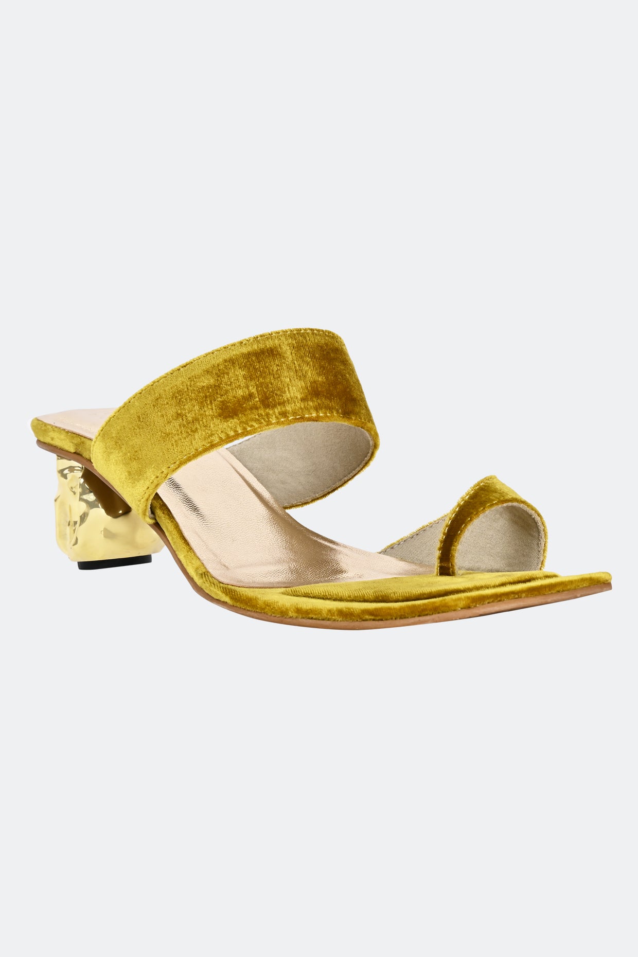 Dahlia Gold Velvet Heels For Women