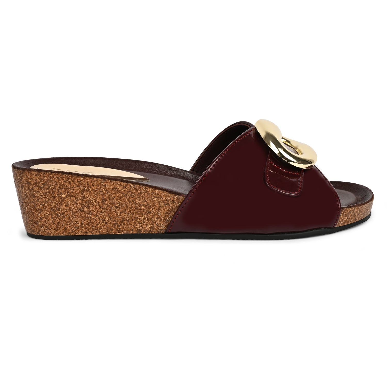 Baza Cork Wedges in Maroon for Women