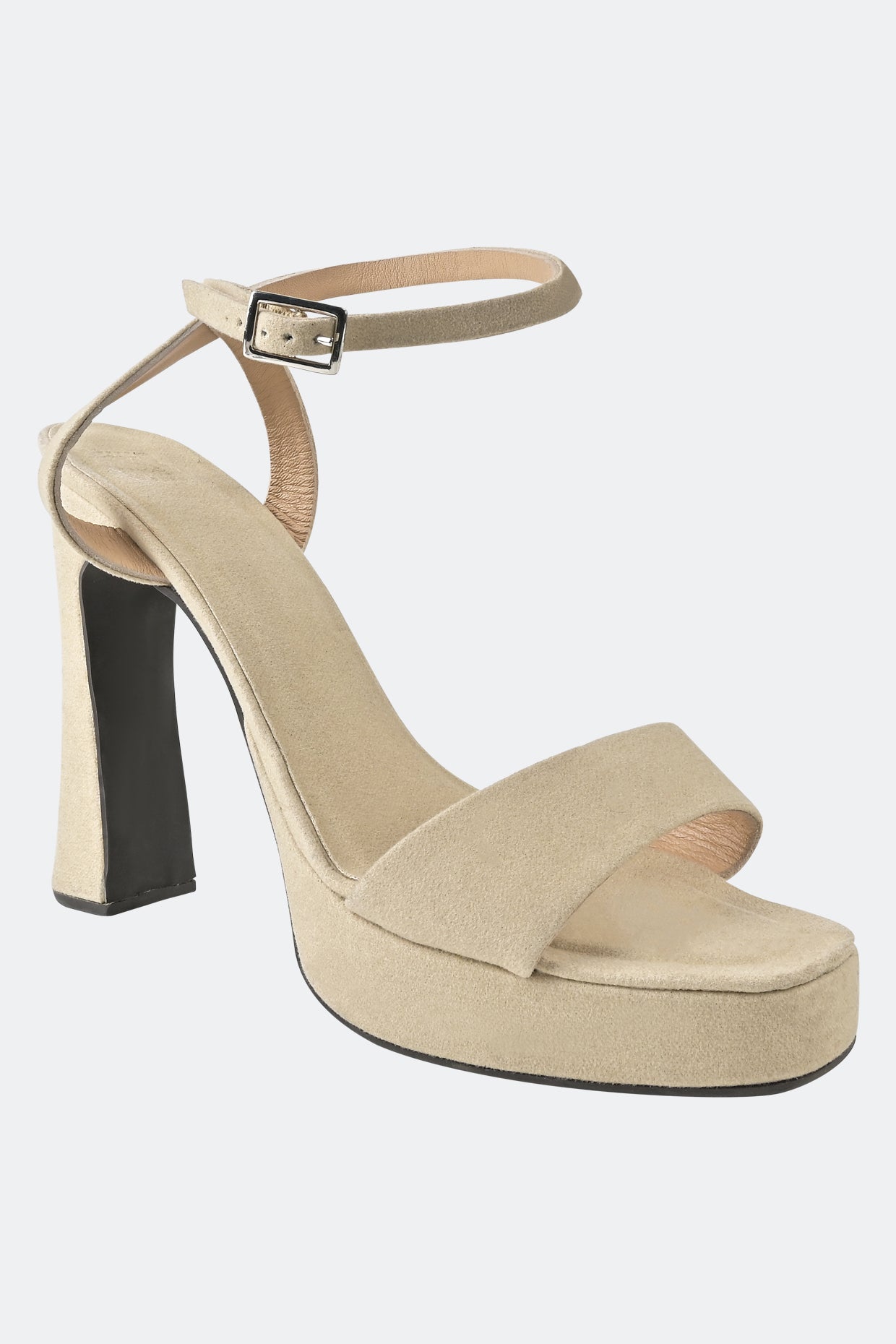 Vegan Nude Suede One Strap Platforms
