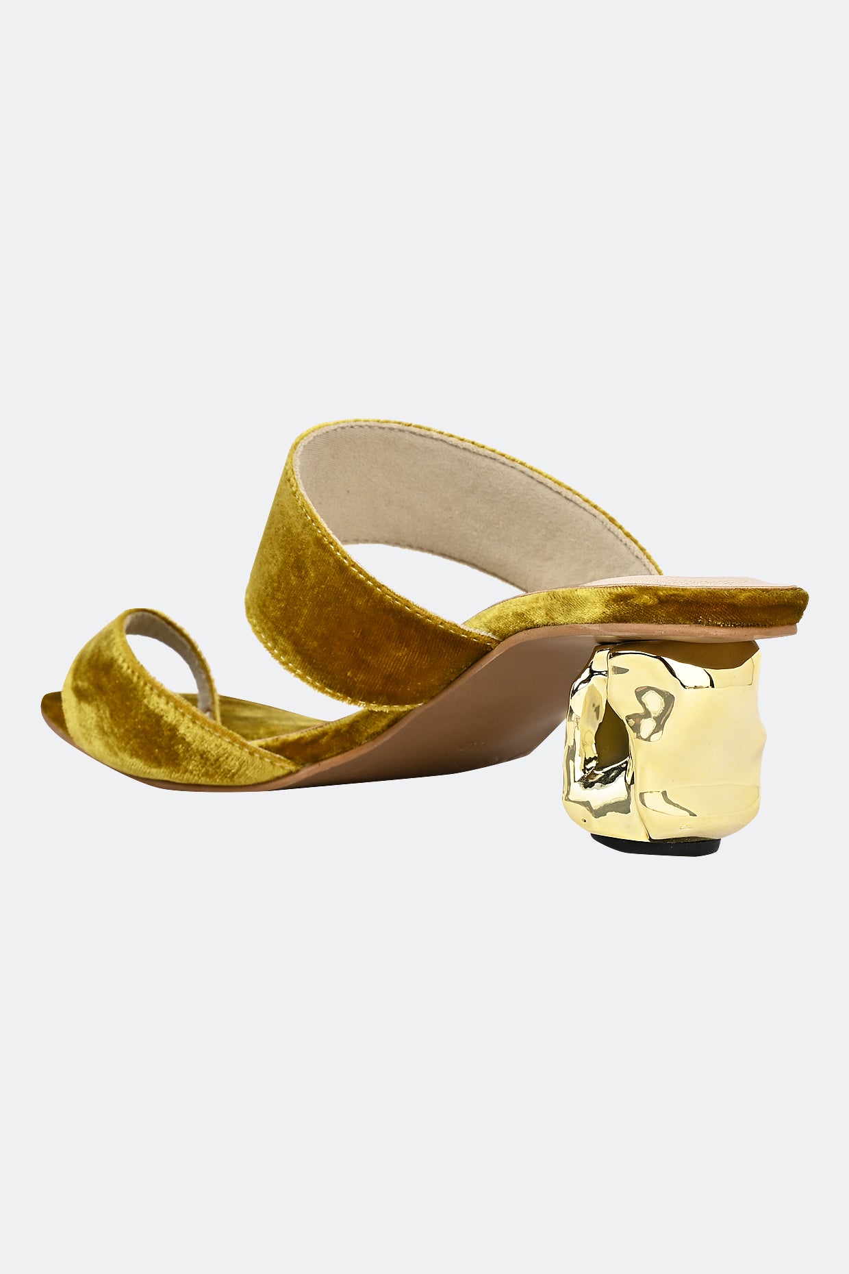 Dahlia Gold Velvet Heels For Women