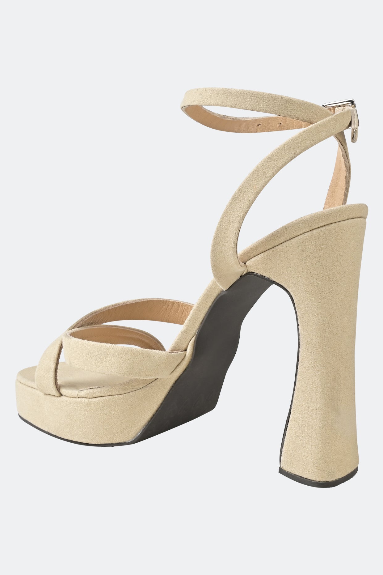 Vegan Nude Suede Cross Strap Platforms
