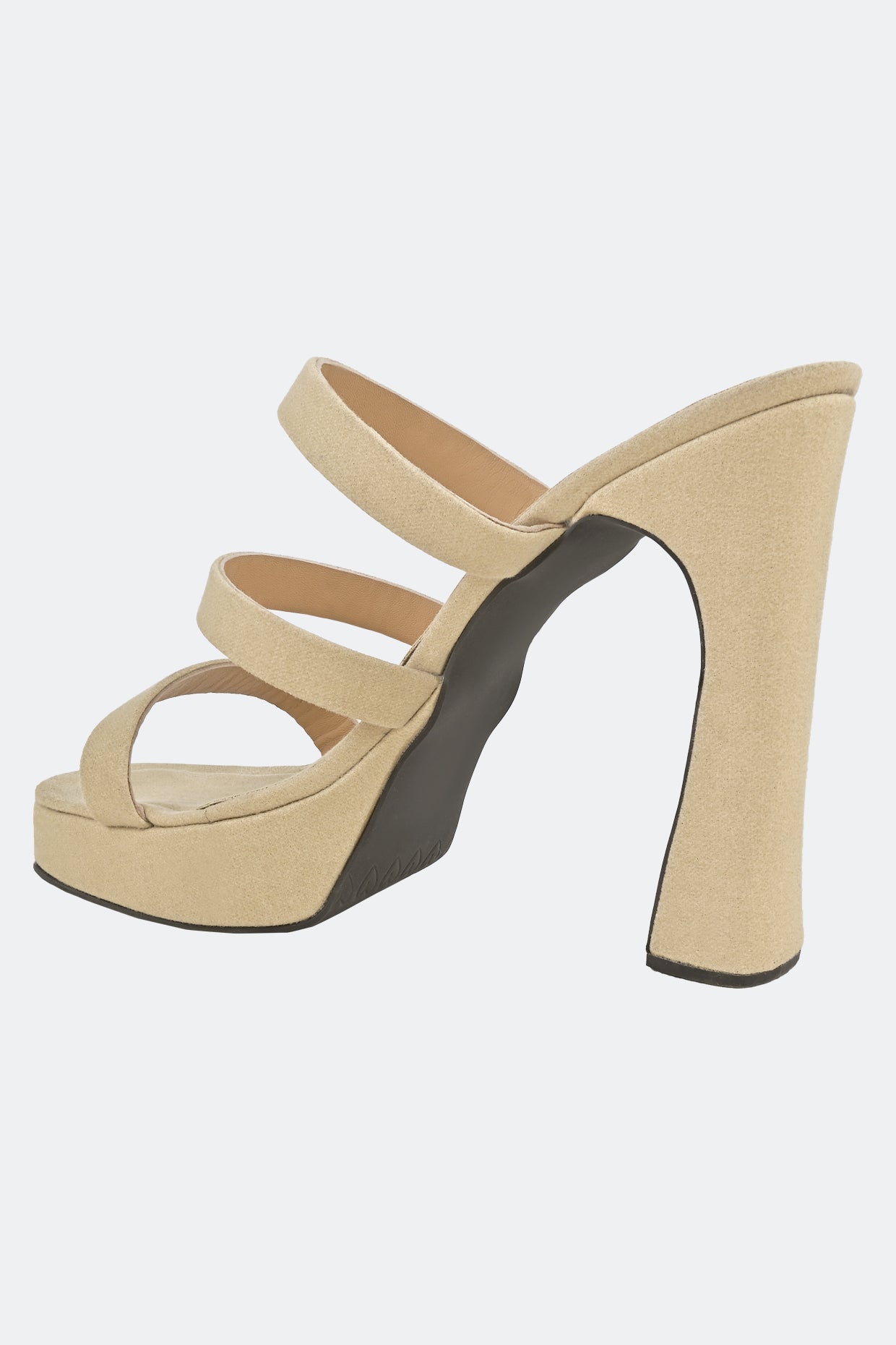 Vegan Nude Suede Three Strap Platforms