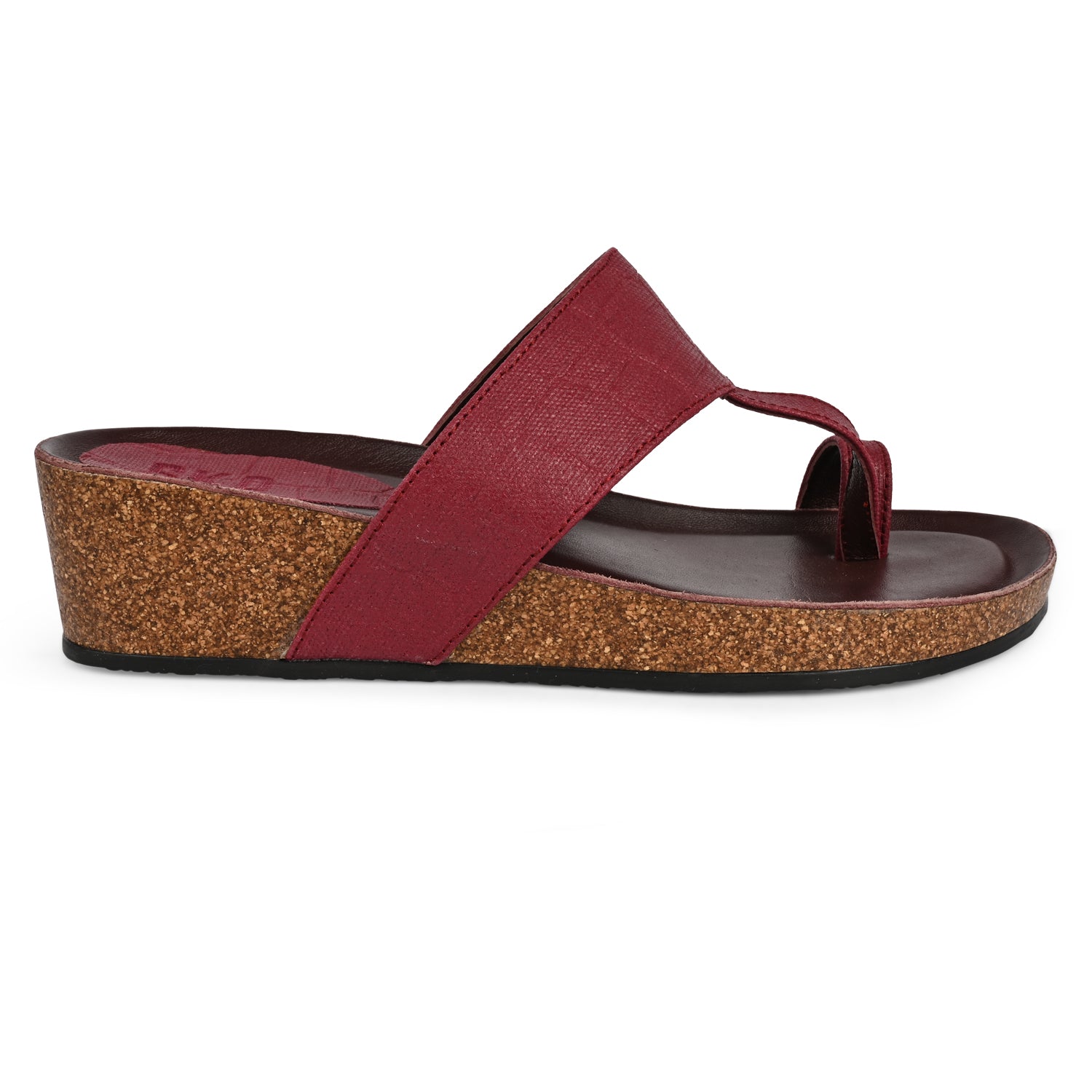 Roja Cork Kolhapuris in Maroon for Women