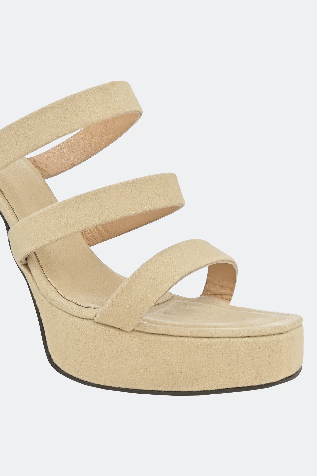 Vegan Nude Suede Three Strap Platforms