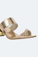 2 inch Two Strap Gold One Toe Heels